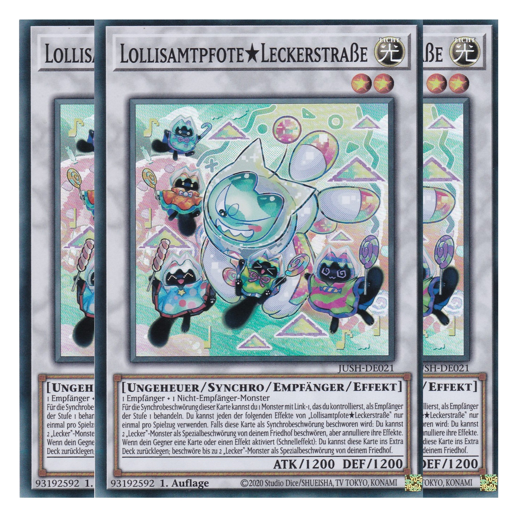 LollisamtpfoteLeckerstraße - JUSH-DE021 - Super Rare - Deutsch - 1. Auflage - Justice Hunters - Playset (3 Kopien) - Yu-Gi-Oh!