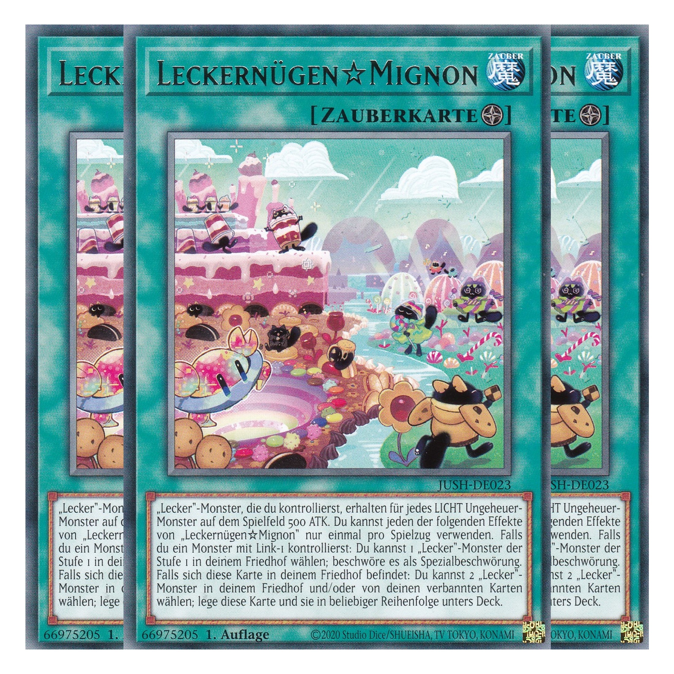 Yummyusment Mignon - JUSH-DE023 - Rare - Deutsch - 1. Auflage - Justice Hunters - Playset (3 Kopien) - Yu-Gi-Oh!
