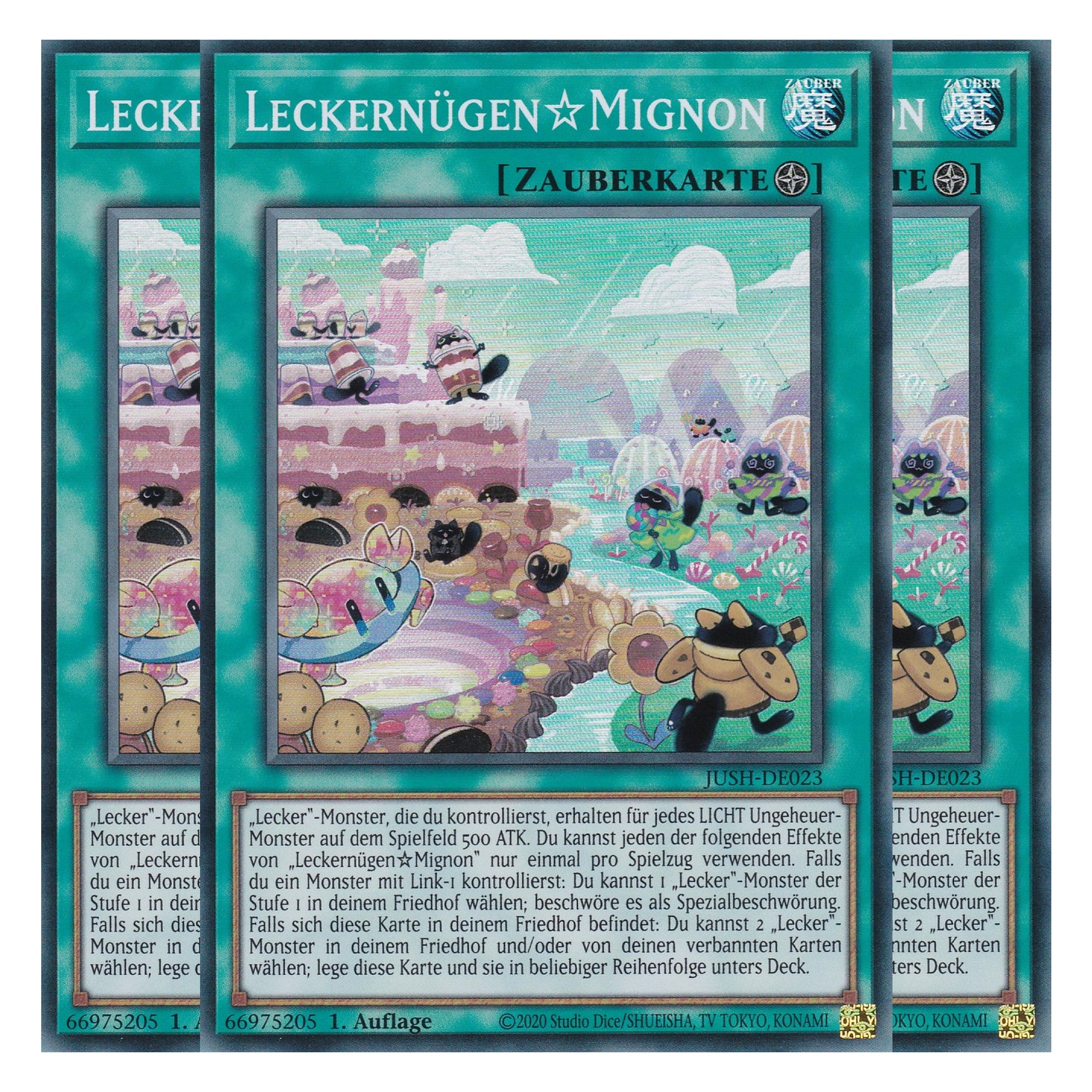 Yummyusment Mignon - JUSH-DE023 - Super Rare - Deutsch - 1. Auflage - Justice Hunters - Playset (3 Kopien) - Yu-Gi-Oh!