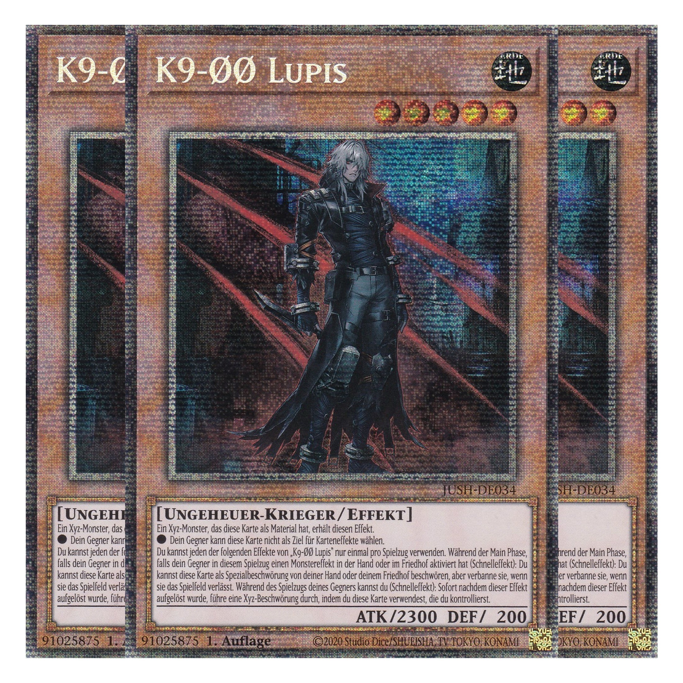 K9-ØØ Lupis - JUSH-DE034 - Starlight Rare - Deutsch - 1. Auflage - Justice Hunters - Playset (3 Kopien) - Yu-Gi-Oh!