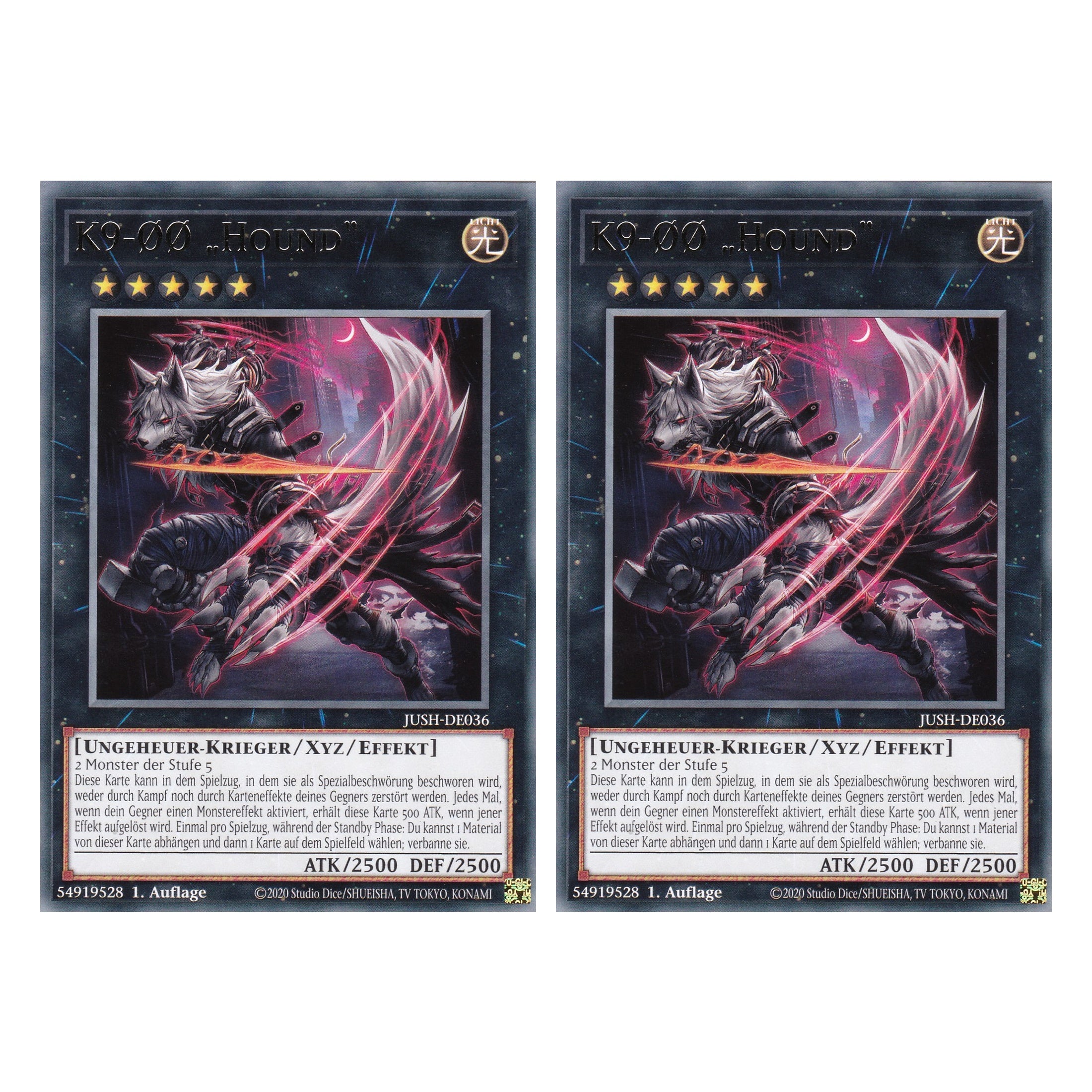 K9-ØØ „Hound“ - JUSH-DE036 - Rare - Deutsch - 1. Auflage - Justice Hunters - Duo Set (2 Stück) - Yu-Gi-Oh!