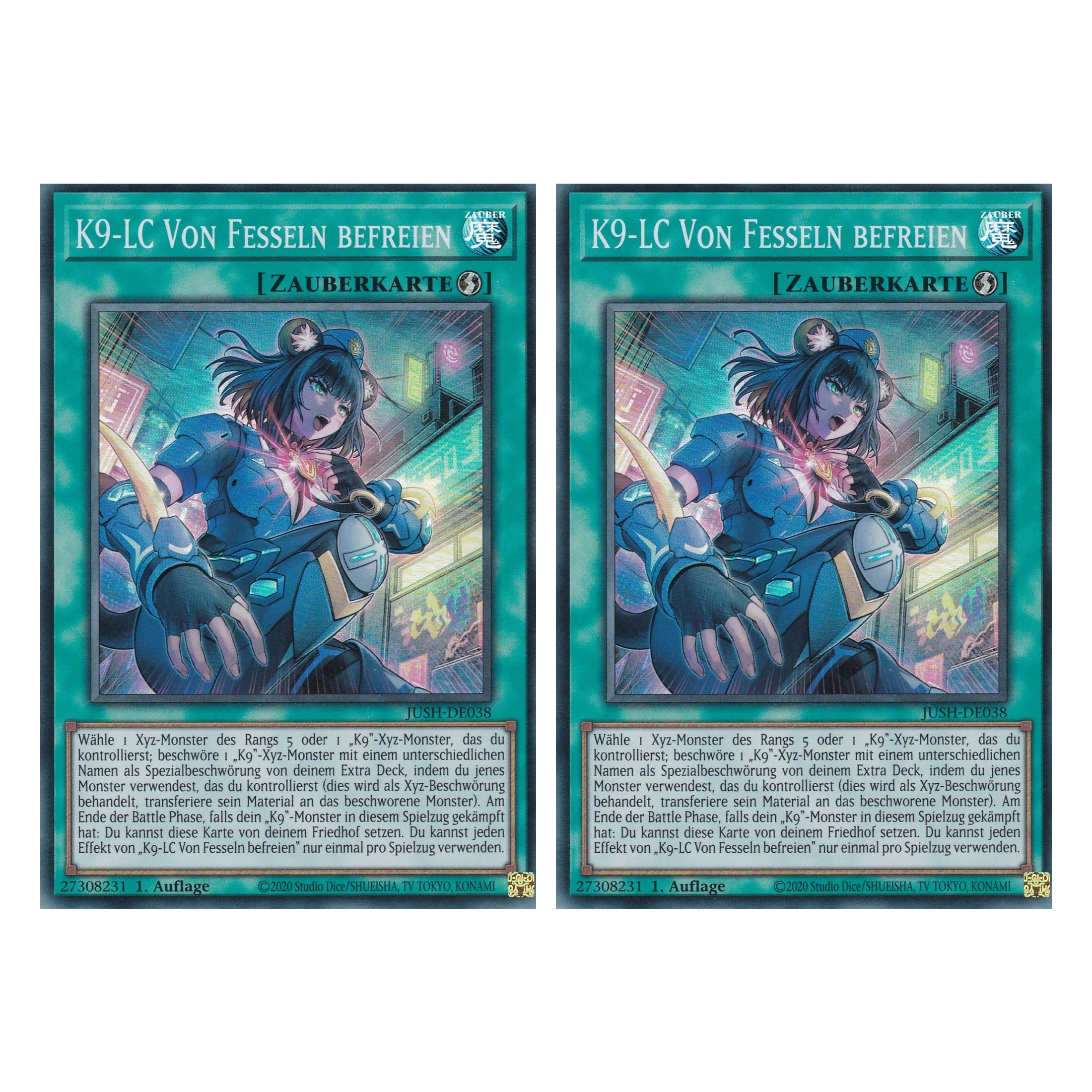 K9-X Forced Release - JUSH-DE039 - Super Rare - Deutsch - 1. Auflage - Justice Hunters - Duo Set (2 Stück) - Yu-Gi-Oh!