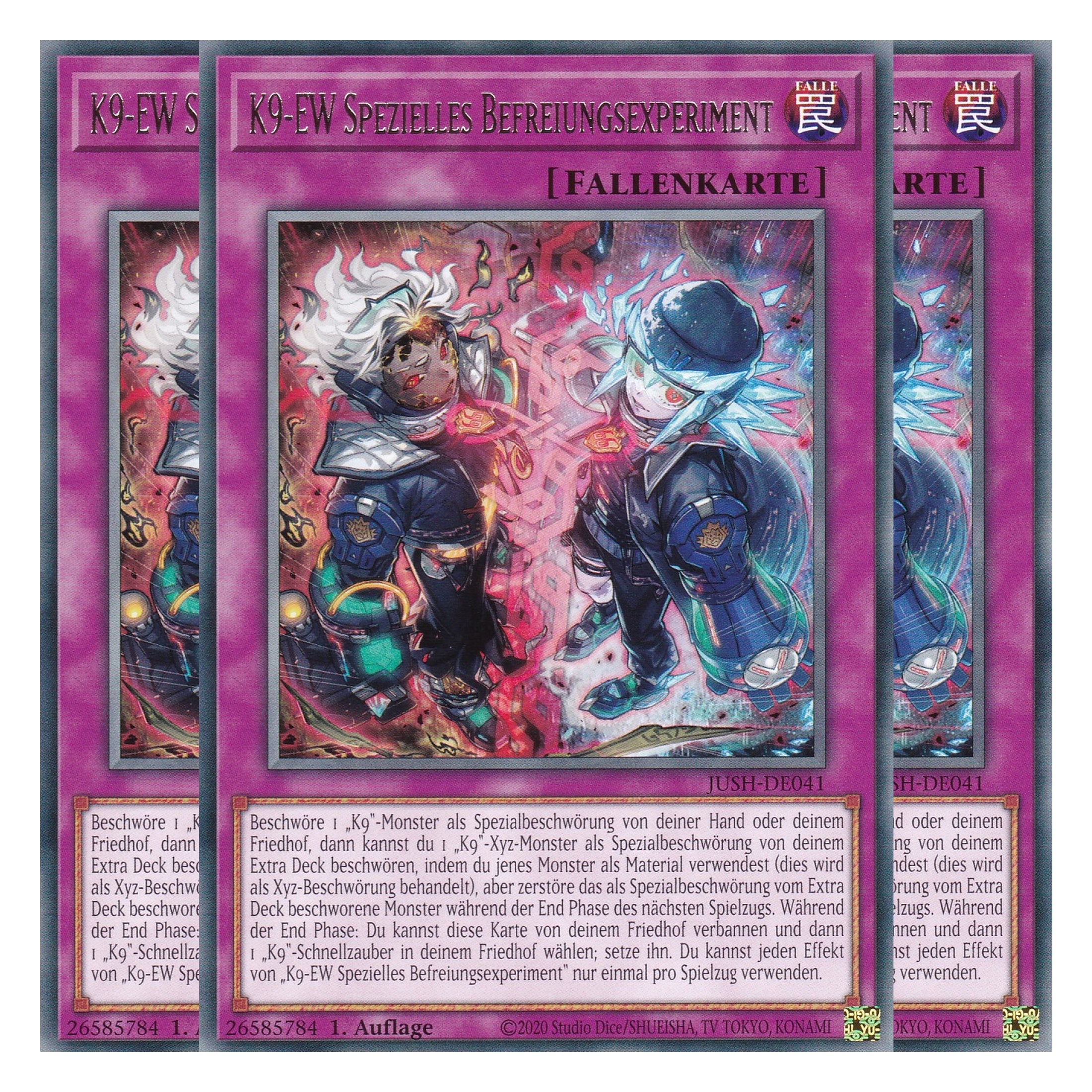 K9-EW Special Release Experiment - JUSH-DE041 - Rare - Deutsch - 1. Auflage - Justice Hunters - Playset (3 Kopien) - Yu-Gi-Oh!