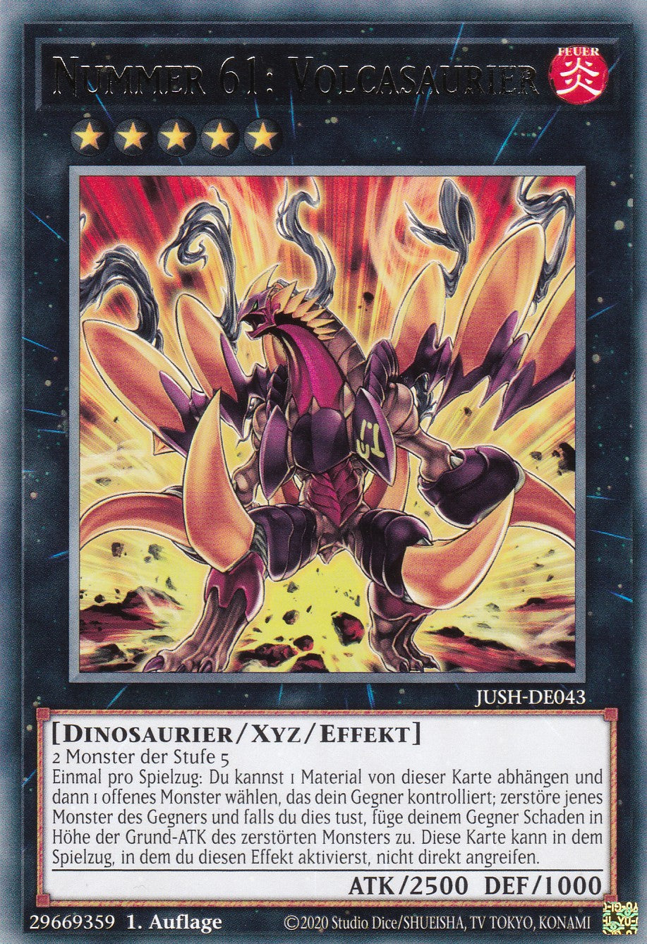 Nummer 61: Volcasaurier - JUSH-DE043 - Rare - Deutsch - 1. Auflage - Justice Hunters