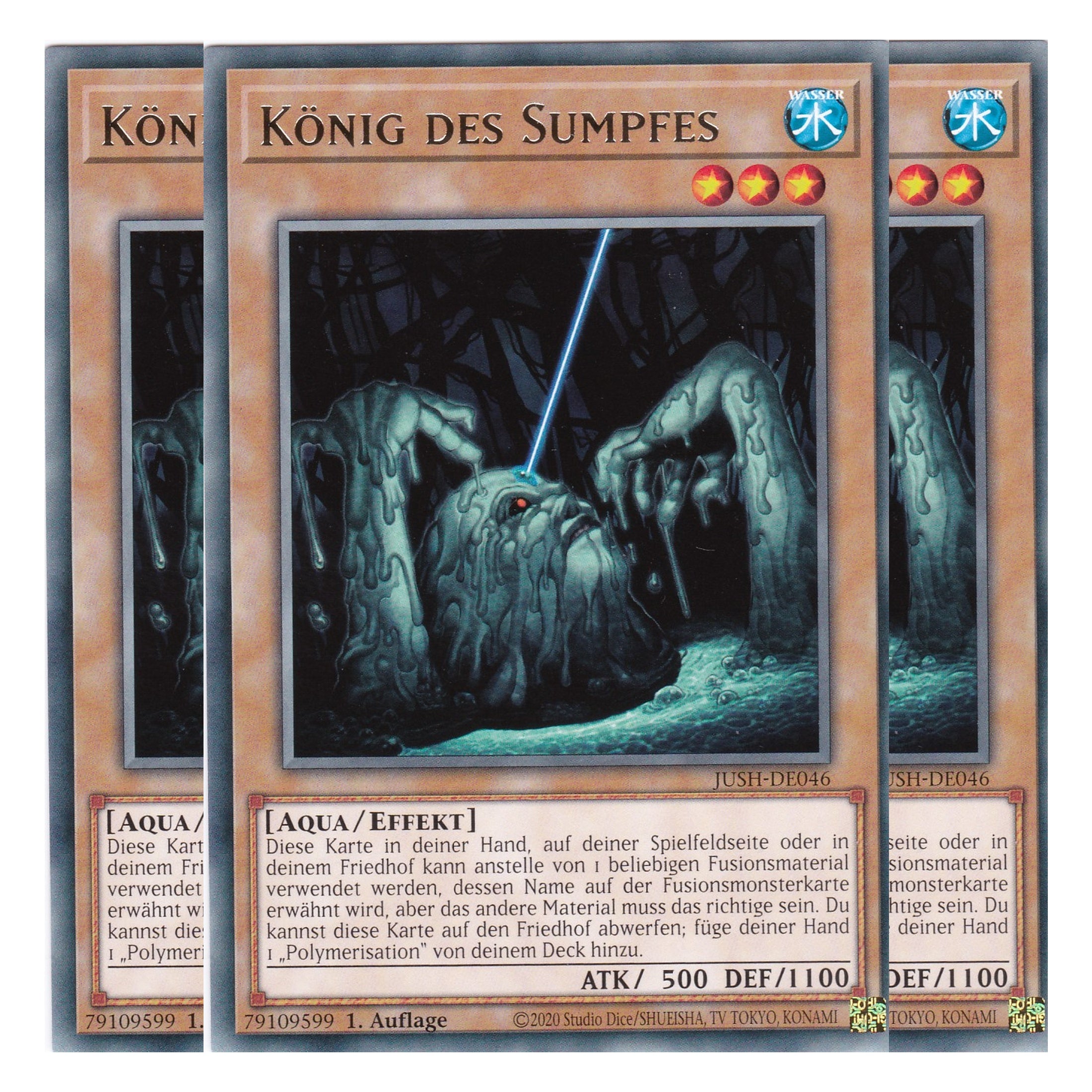 König des Sumpfes - JUSH-DE046 - Rare - Deutsch - 1. Auflage - Justice Hunters - Playset (3 Kopien) - Yu-Gi-Oh!