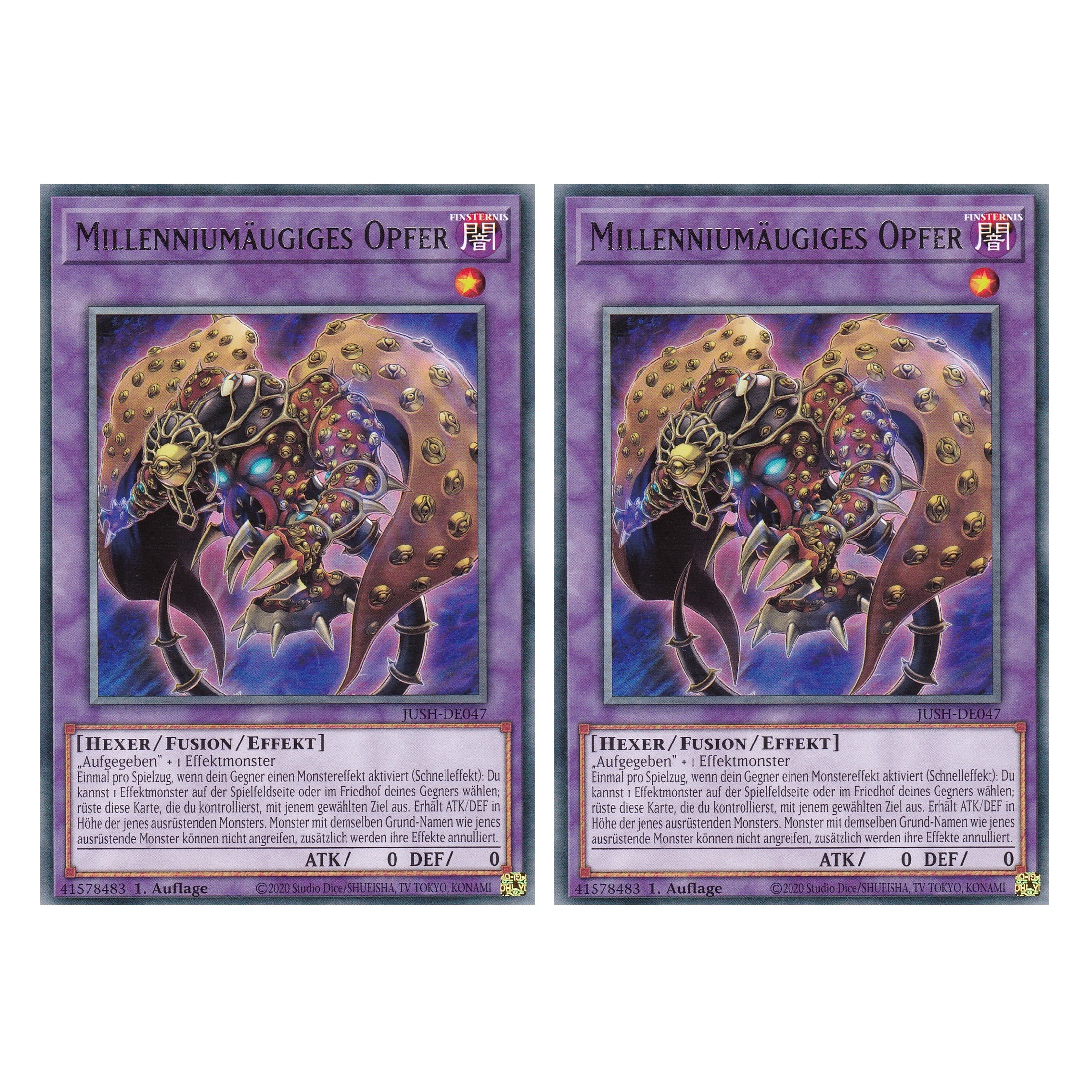 Millenniumäugiges Opfer - JUSH-DE047 - Rare - Deutsch - 1. Auflage - Justice Hunters - Duo Set (2 Stück) - Yu-Gi-Oh!