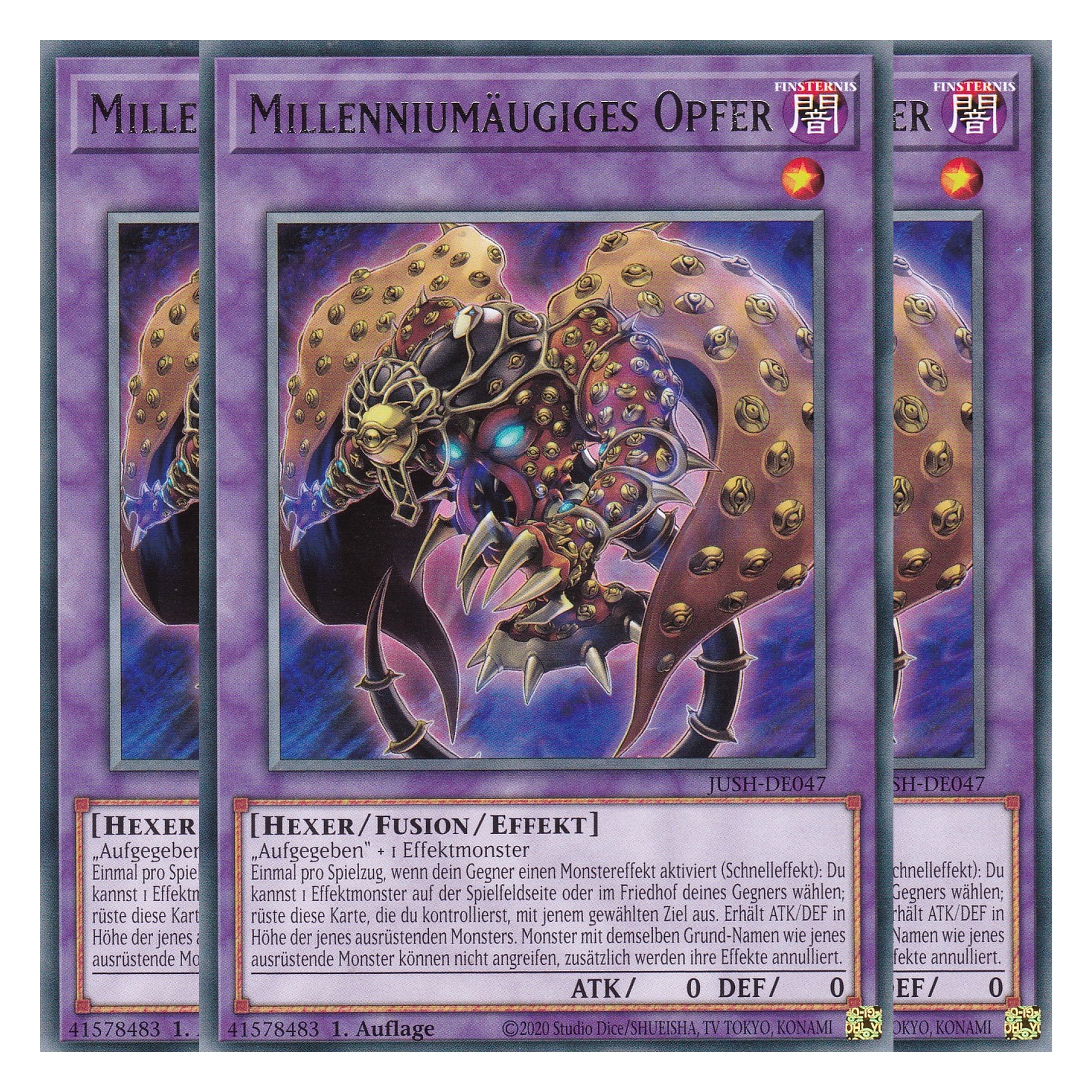 Millenniumäugiges Opfer - JUSH-DE047 - Rare - Deutsch - 1. Auflage - Justice Hunters - Playset (3 Kopien) - Yu-Gi-Oh!
