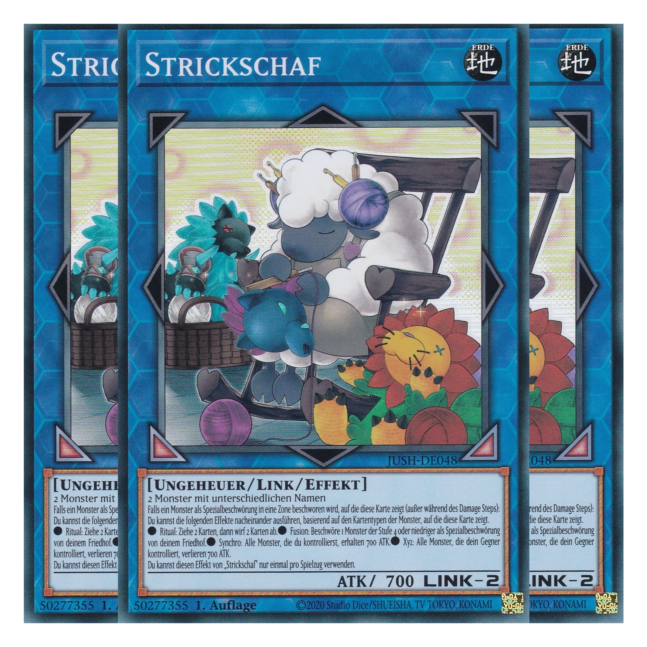 Strickschaf - JUSH-DE048 - Super Rare - Deutsch - 1. Auflage - Justice Hunters - Playset (3 Kopien) - Yu-Gi-Oh!