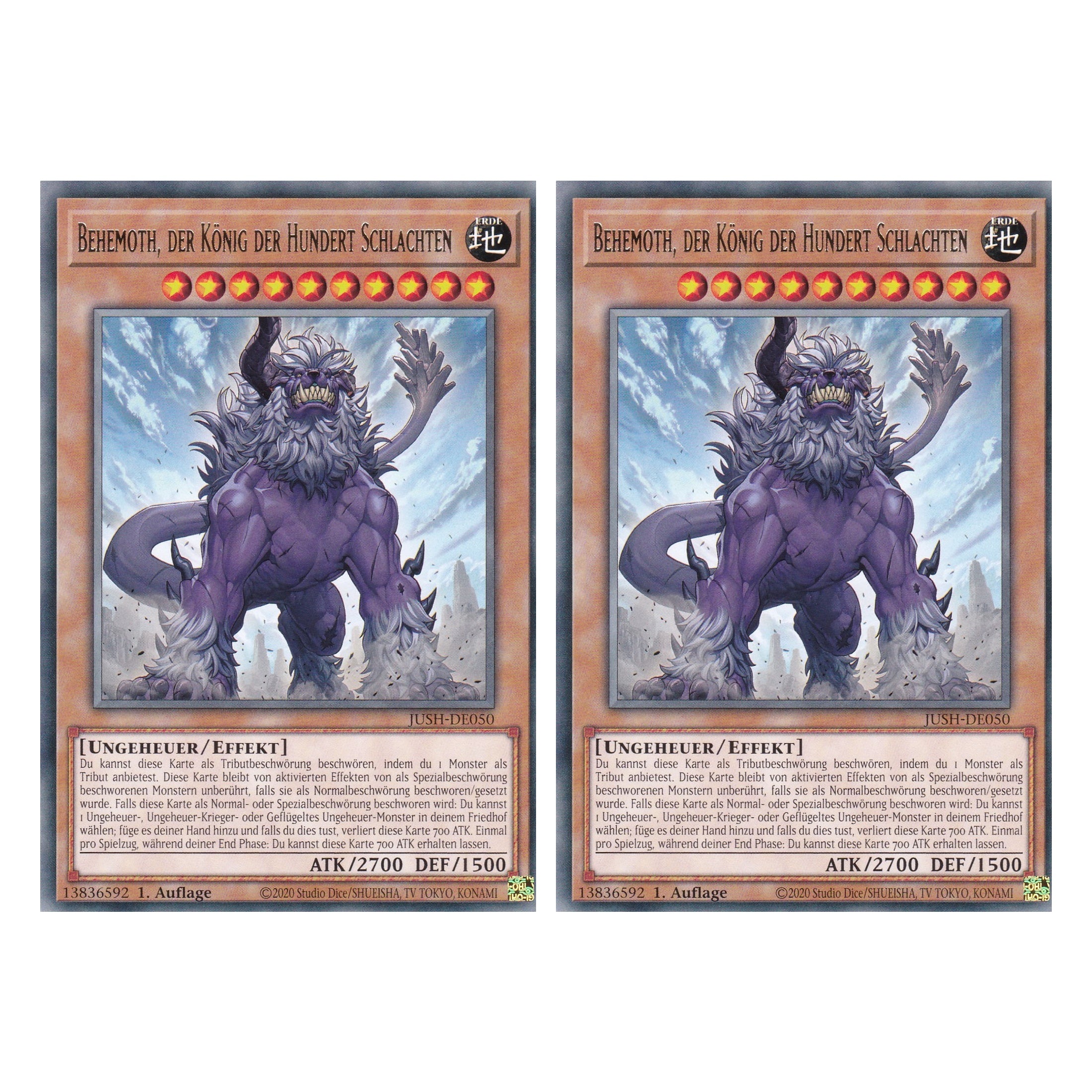 Behemoth, der König der Hundert Schlachten - JUSH-DE050 - Rare - Deutsch - 1. Auflage - Justice Hunters - Duo Set (2 Stück) - Yu-Gi-Oh!
