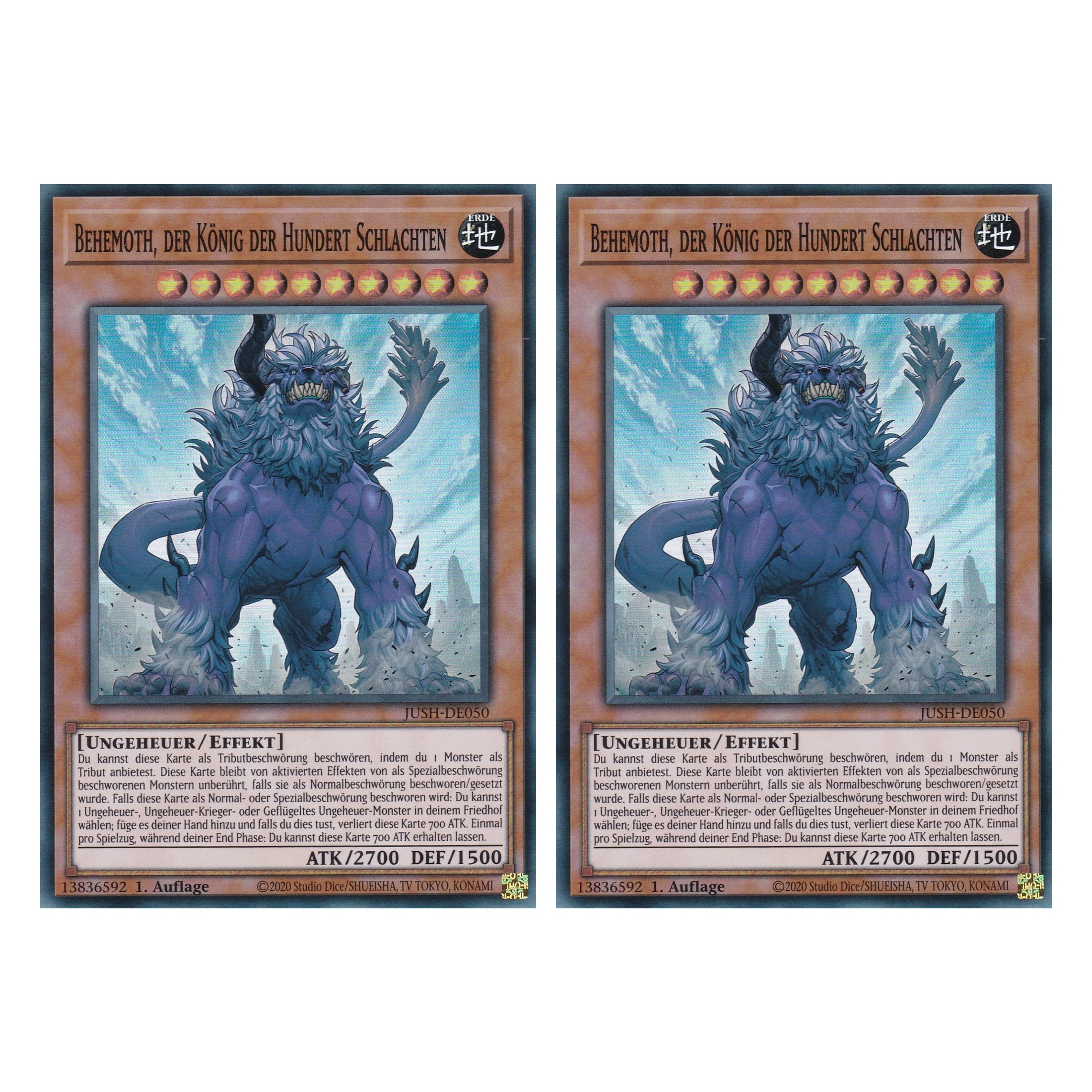 Behemoth, der König der Hundert Schlachten - JUSH-DE050 - Super Rare - Deutsch - 1. Auflage - Justice Hunters - Duo Set (2 Stück) - Yu-Gi-Oh!