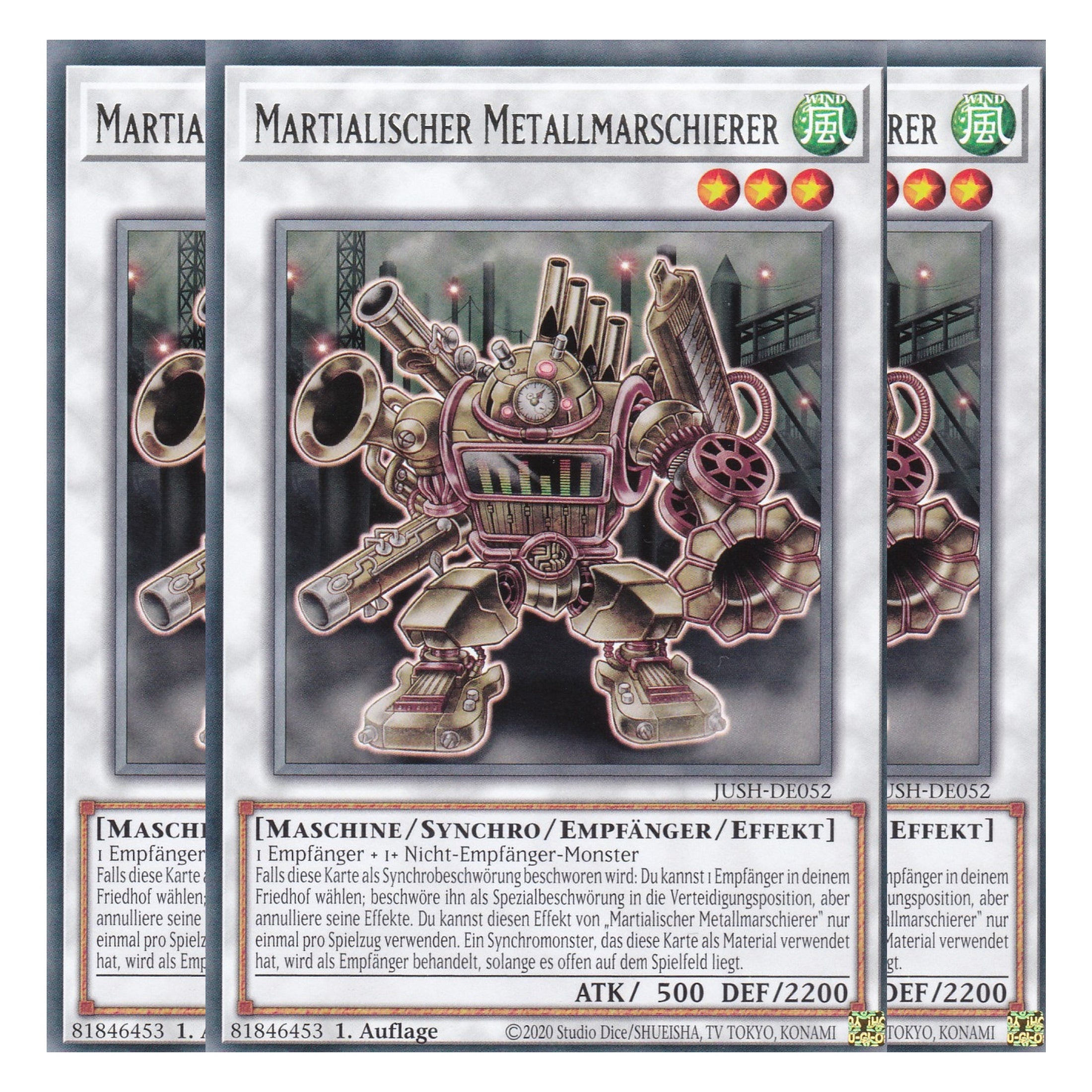 Martialischer Metallmarschierer - JUSH-DE052 - Rare - Deutsch - 1. Auflage - Justice Hunters - Playset (3 Kopien) - Yu-Gi-Oh!