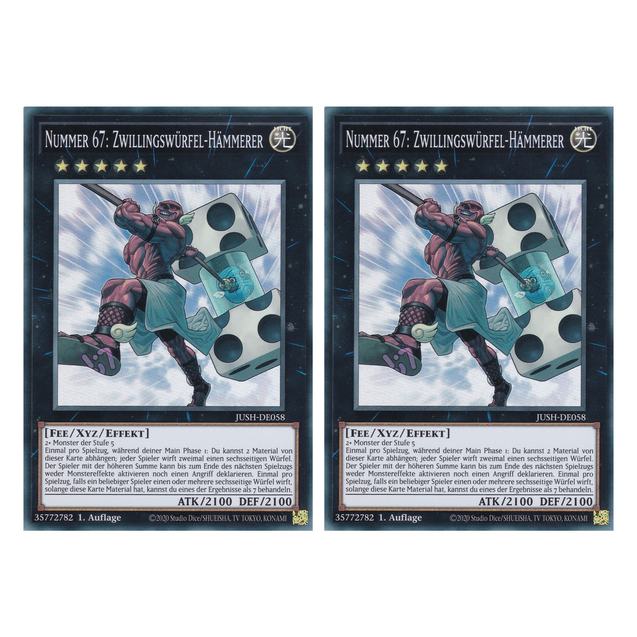 Nummer 67: Zwillingswürfel-Hämmerer - JUSH-DE058 - Super Rare - Deutsch - 1. Auflage - Justice Hunters - Duo Set (2 Stück) - Yu-Gi-Oh!