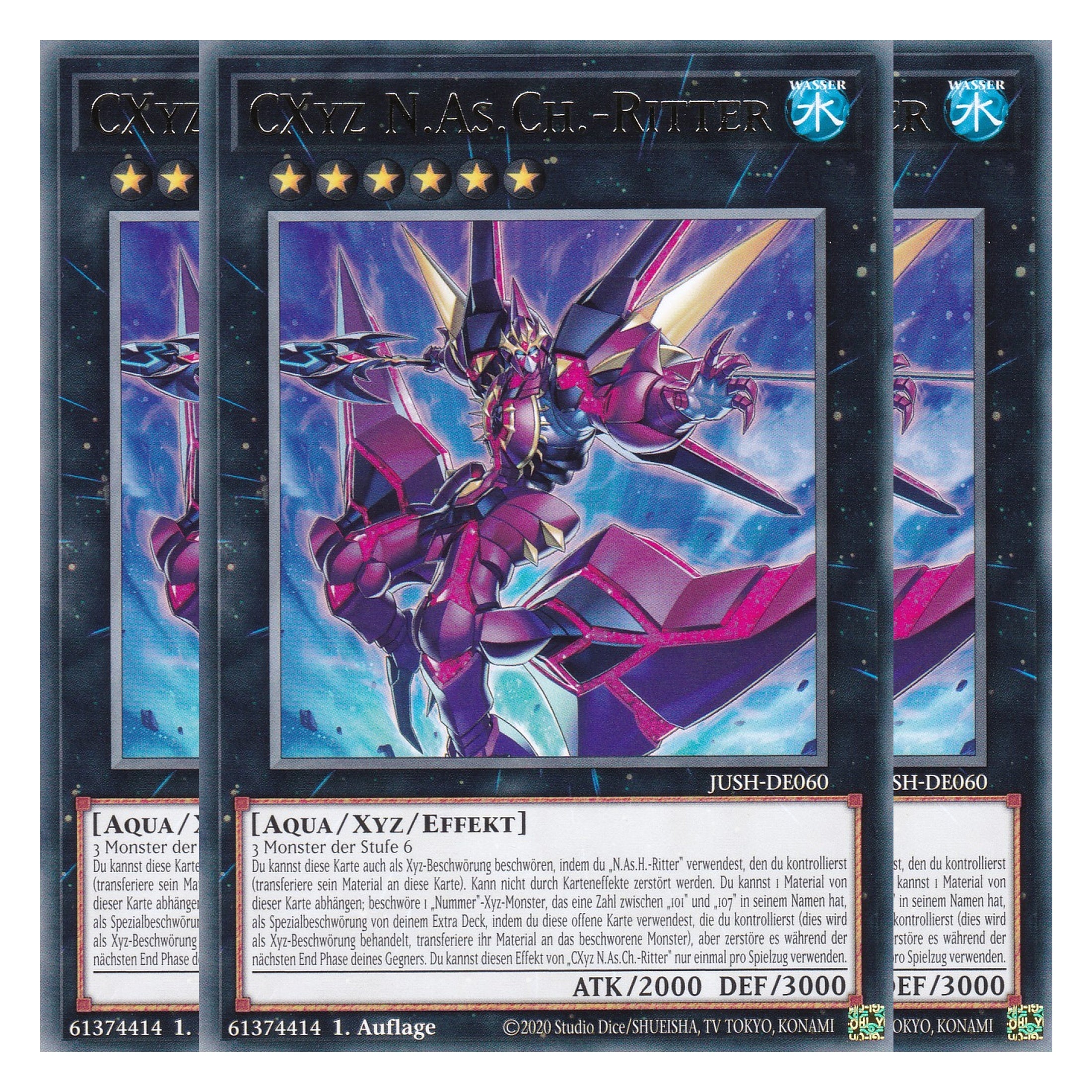 CXyz N.As.Ch.-Ritter - JUSH-DE060 - Rare - Deutsch - 1. Auflage - Justice Hunters - Playset (3 Kopien) - Yu-Gi-Oh!