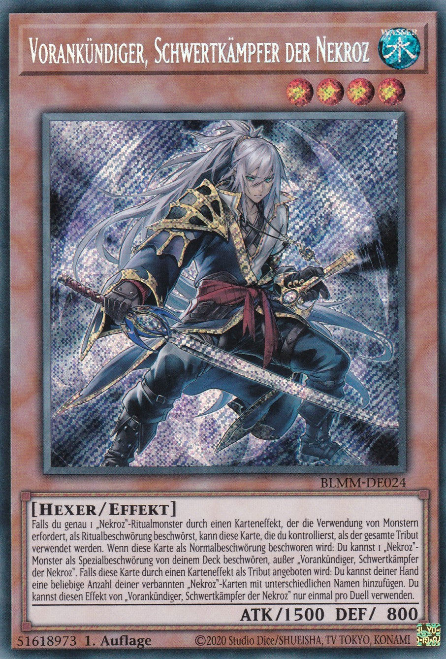 Vorankündiger Schwertkämpfer der Nekroz - BLMM-DE024 - Secret Rare - 1. Auflage - Deutsch - Battles of Legend: Monster Mayhem