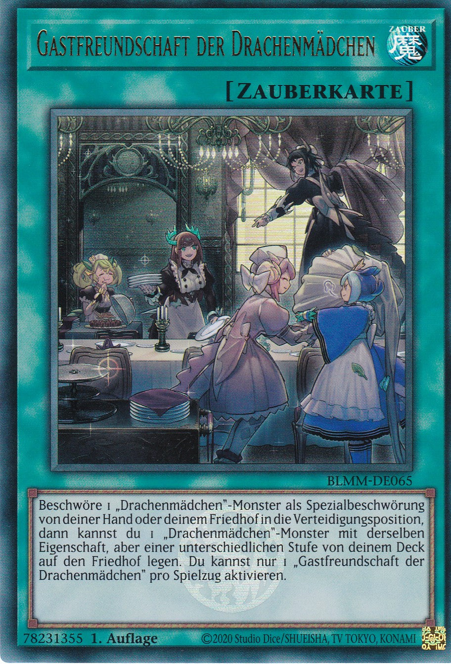 Gastfreundschaft der Drachenmädchen - BLMM-DE065 - Ultra Rare - 1. Auflage - Deutsch - Battles of Legend: Monster Mayhem