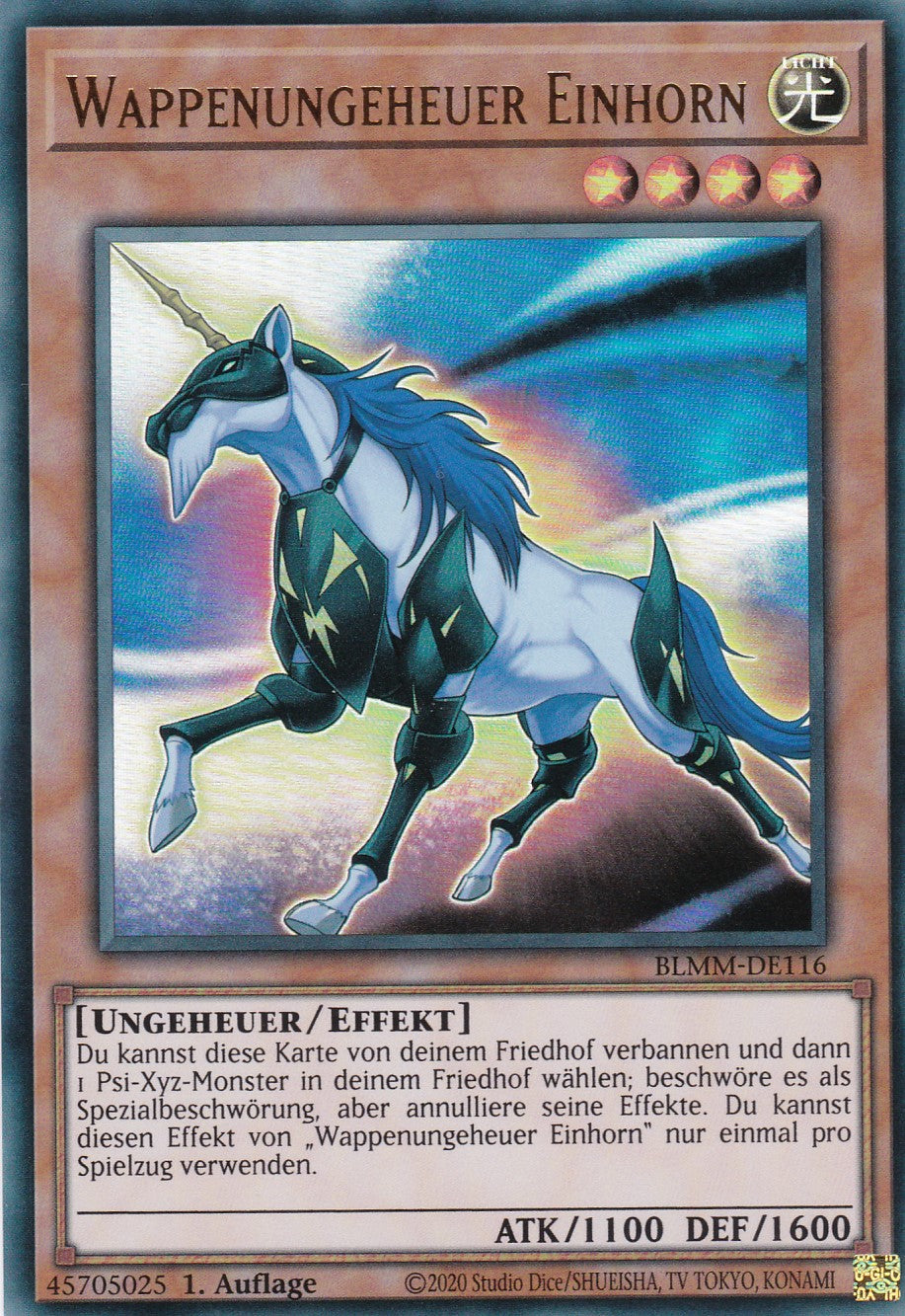 Wappenungeheuer Einhorn - BLMM-DE116 - Ultra Rare - 1. Auflage - Deutsch - Battles of Legend: Monster Mayhem