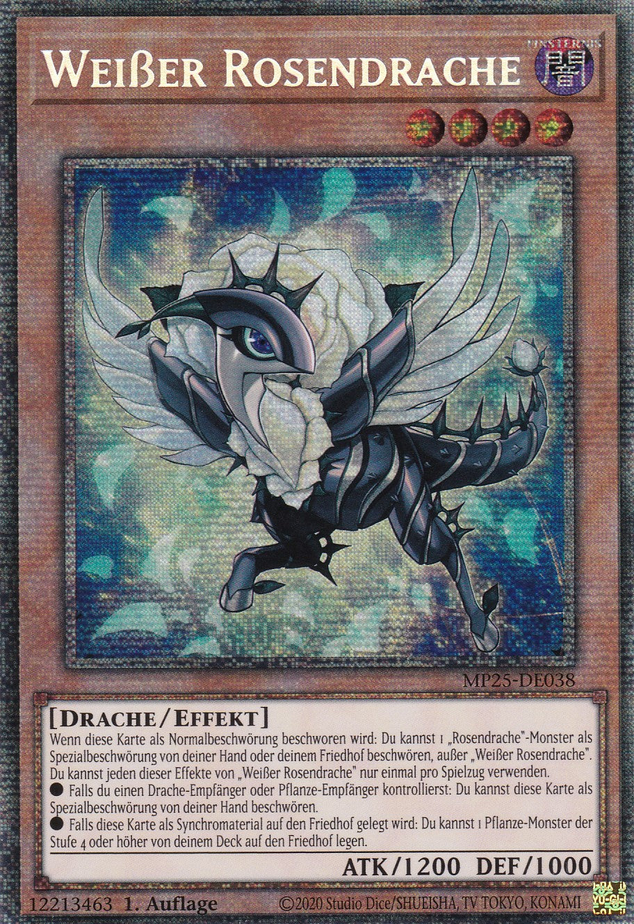 Weißer Rosendrache – MP25-DE038 – Starlight Rare – 1. Auflage – Deutsch – 2025 Mega-Pack Tin