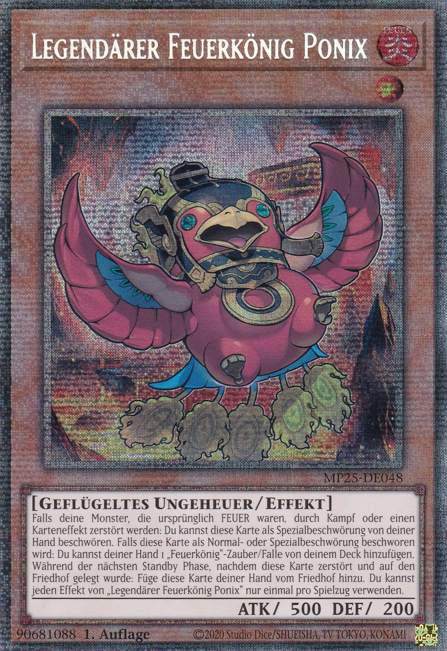 Legendärer Feuerkönig Ponix – MP25-DE048 – Starlight Rare – 1. Auflage – Deutsch – 2025 Mega-Pack Tin