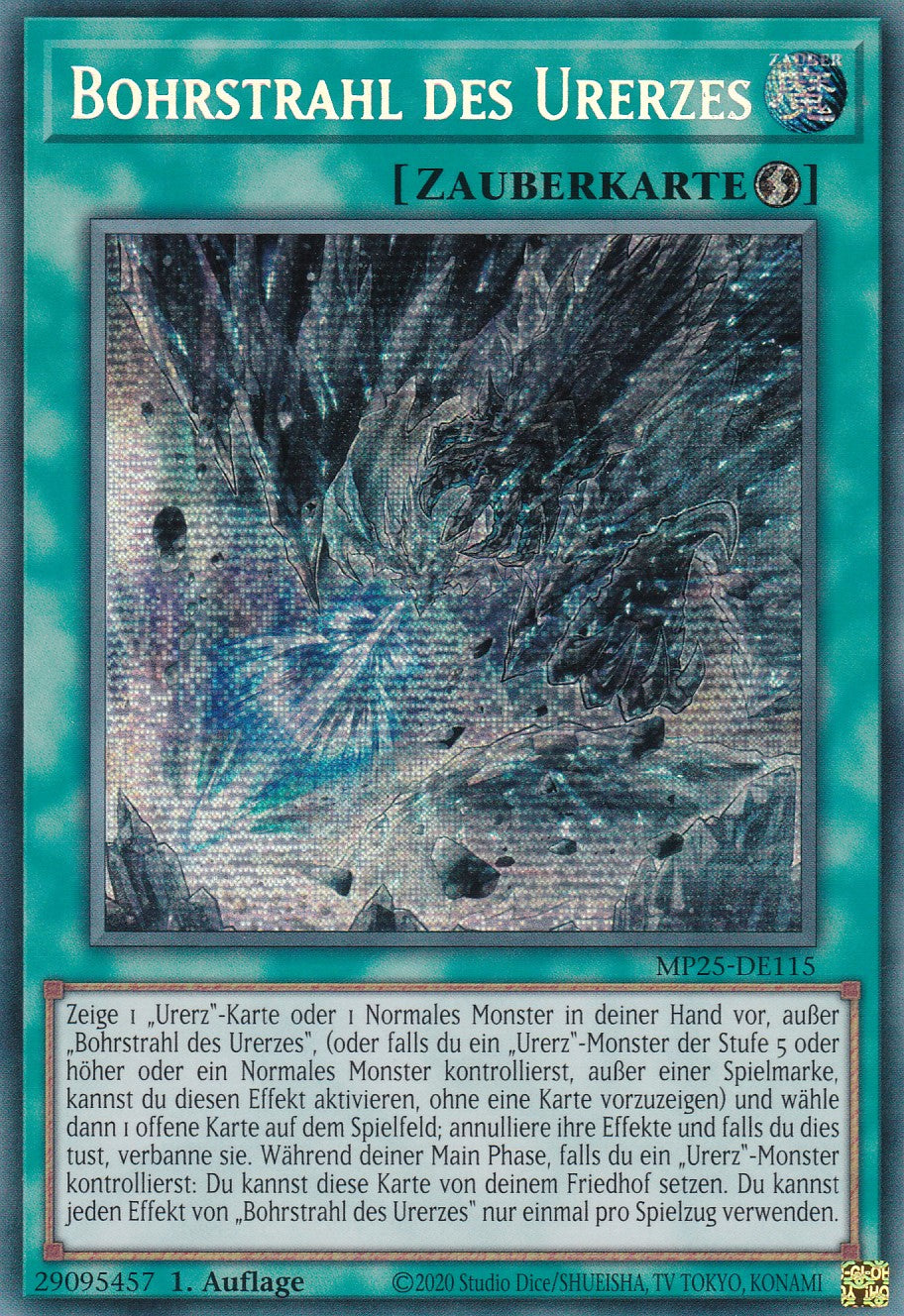 Bohrstrahl des Urerzes – MP25-DE115 – Secret Rare – 1. Auflage – Deutsch – 2025 Mega-Pack Tin