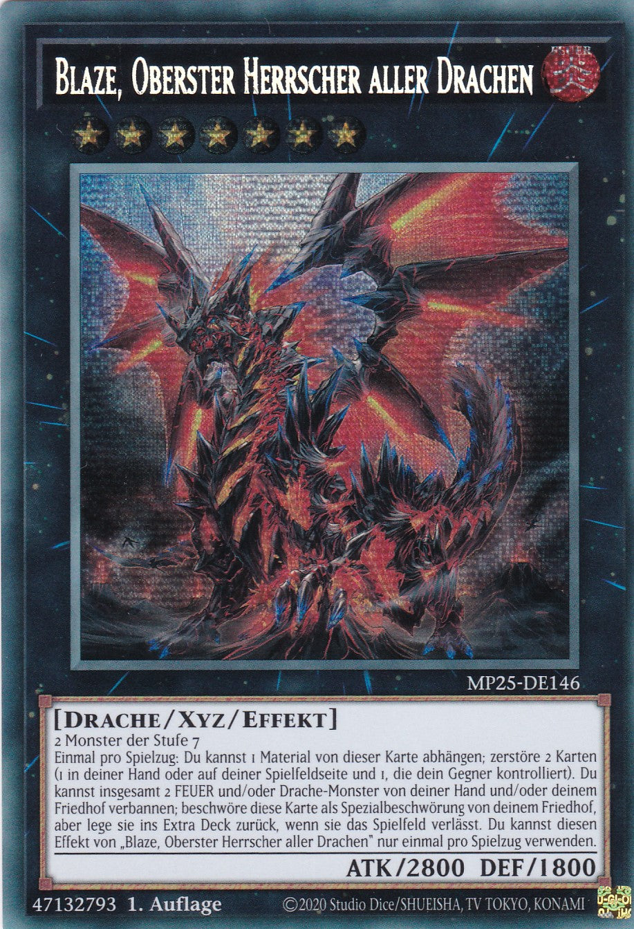 Blaze Oberster Herrscher aller Drachen – MP25-DE146 – Secret Rare – 1. Auflage – Deutsch – 2025 Mega-Pack Tin