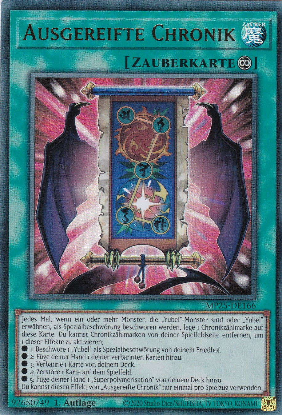 Ausgereifte Chronik – MP25-DE166 – Ultra Rare – 1. Auflage – Deutsch – 2025 Mega-Pack Tin