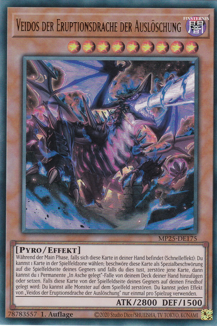 Veidos der Eruptionsdrache der Auslöschung – MP25-DE175 – Ultra Rare – 1. Auflage – Deutsch – 2025 Mega-Pack Tin