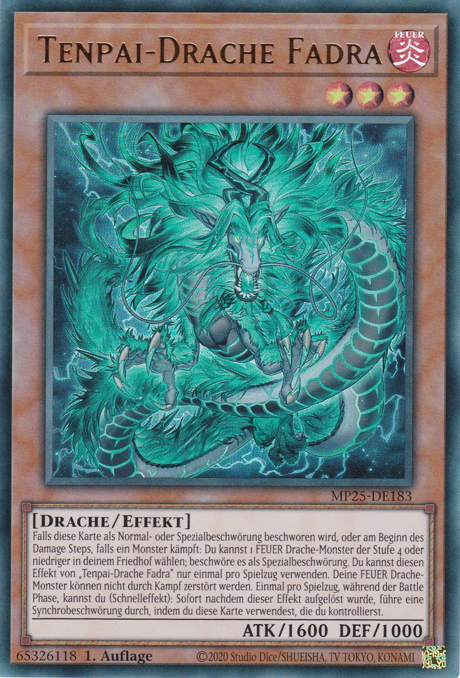 Tenpai-Drache Fadra – MP25-DE183 – Ultra Rare – 1. Auflage – Deutsch – 2025 Mega-Pack Tin