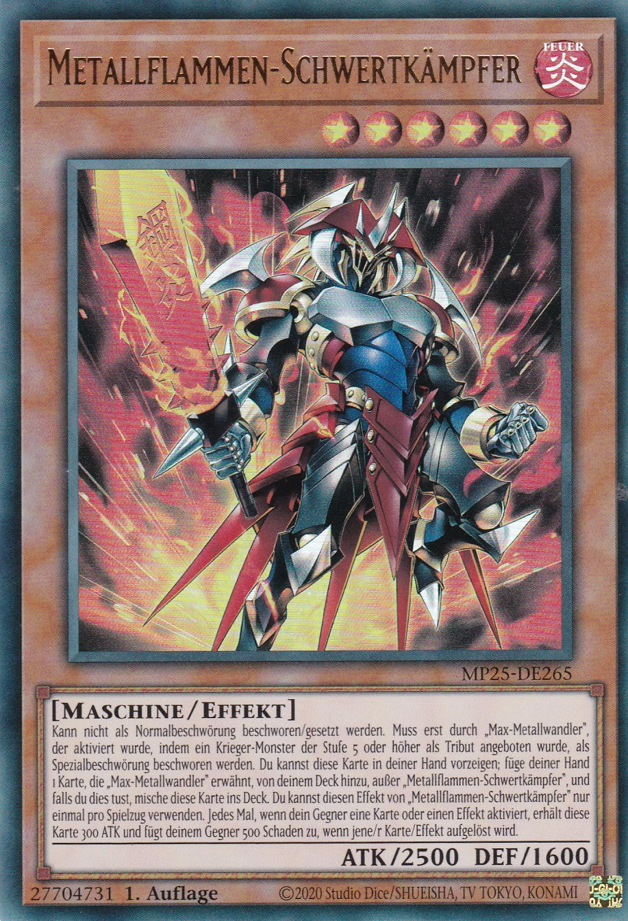 Metallflammen-Schwertkämpfer – MP25-DE265 – Ultra Rare – 1. Auflage – Deutsch – 2025 Mega-Pack Tin