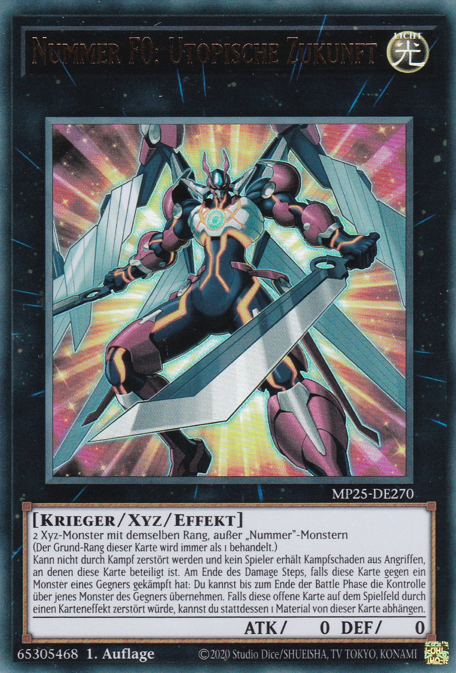 Nummer F0: Utopische Zukunft – MP25-DE270 – Ultra Rare – 1. Auflage – Deutsch – 2025 Mega-Pack Tin