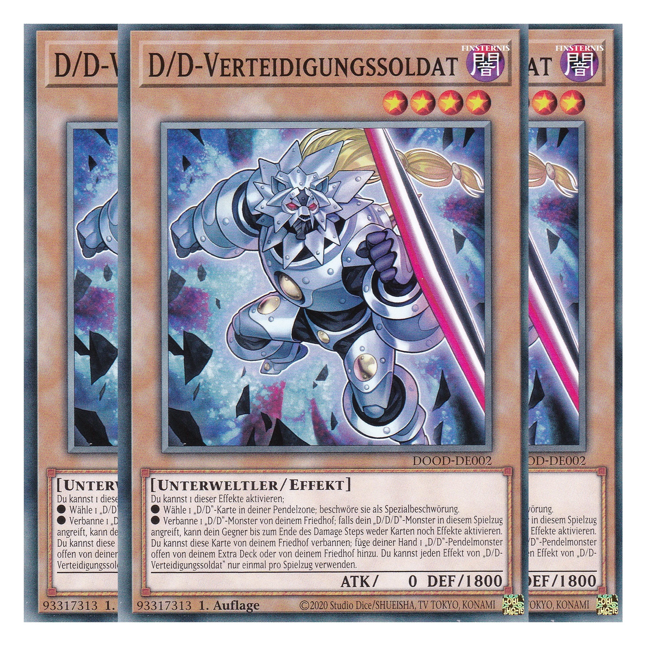 D/D-Verteidigungssoldat - DOOD-DE002 - Common - Deutsch - 1. Auflage - Doom of Dimensions - Playset (3 Kopien) - Yu-Gi-Oh!