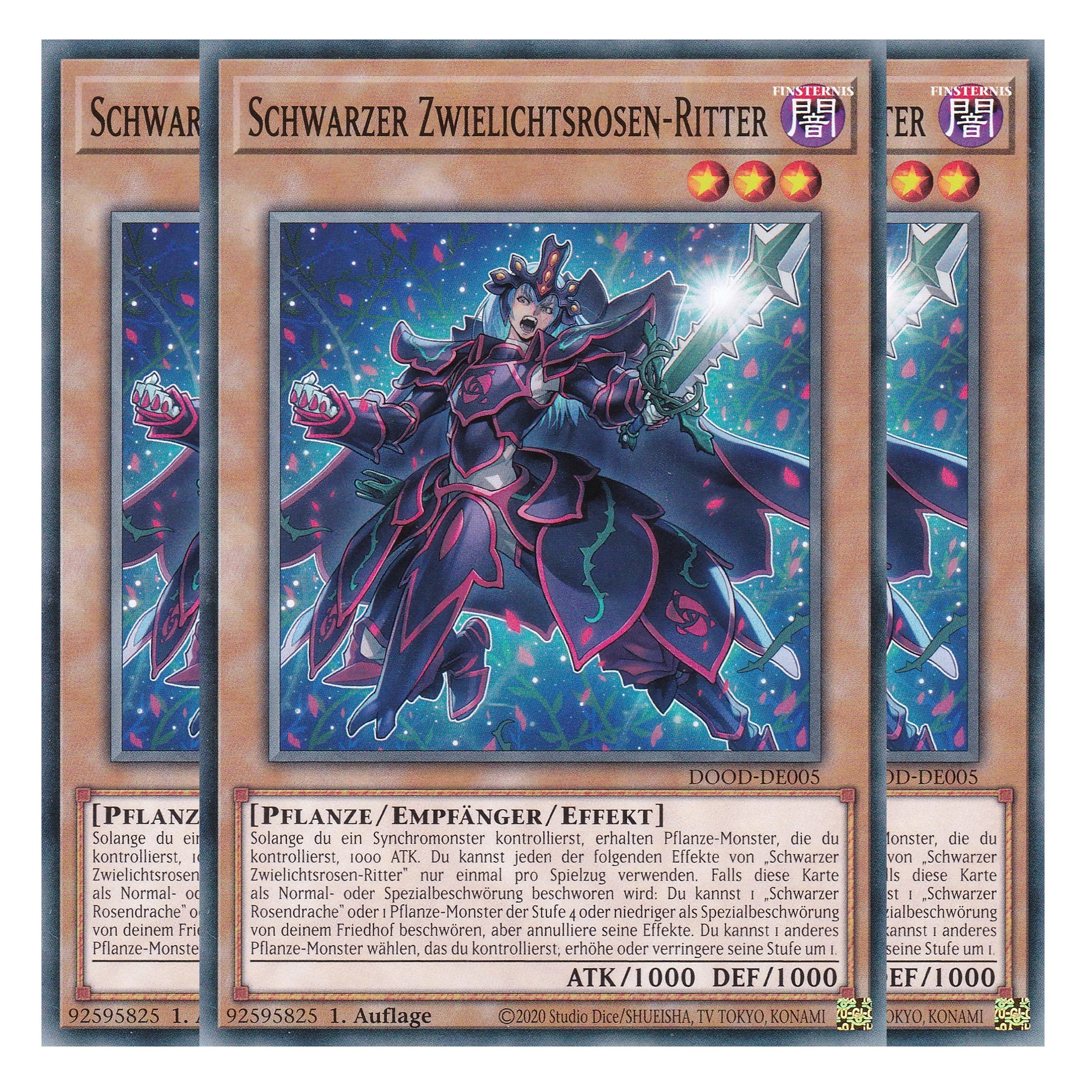 Schwarzer Zwielichtsrosen-Ritter - DOOD-DE005 - Common - Deutsch - 1. Auflage - Doom of Dimensions - Playset (3 Kopien) - Yu-Gi-Oh!