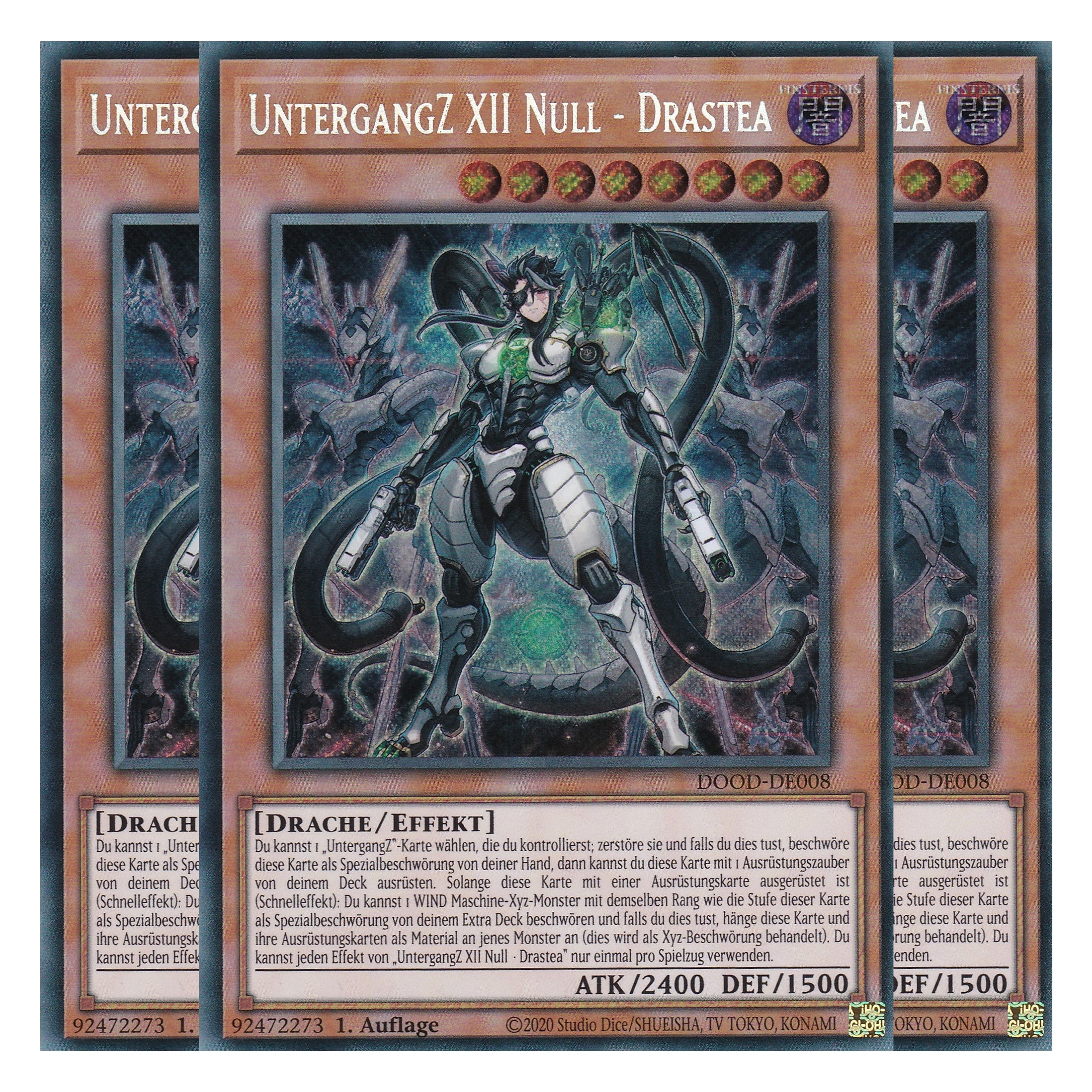 UntergangZ XII Null - Drastea - DOOD-DE008 - Secret Rare - Deutsch - 1. Auflage - Doom of Dimensions - Playset (3 Kopien) - Yu-Gi-Oh!