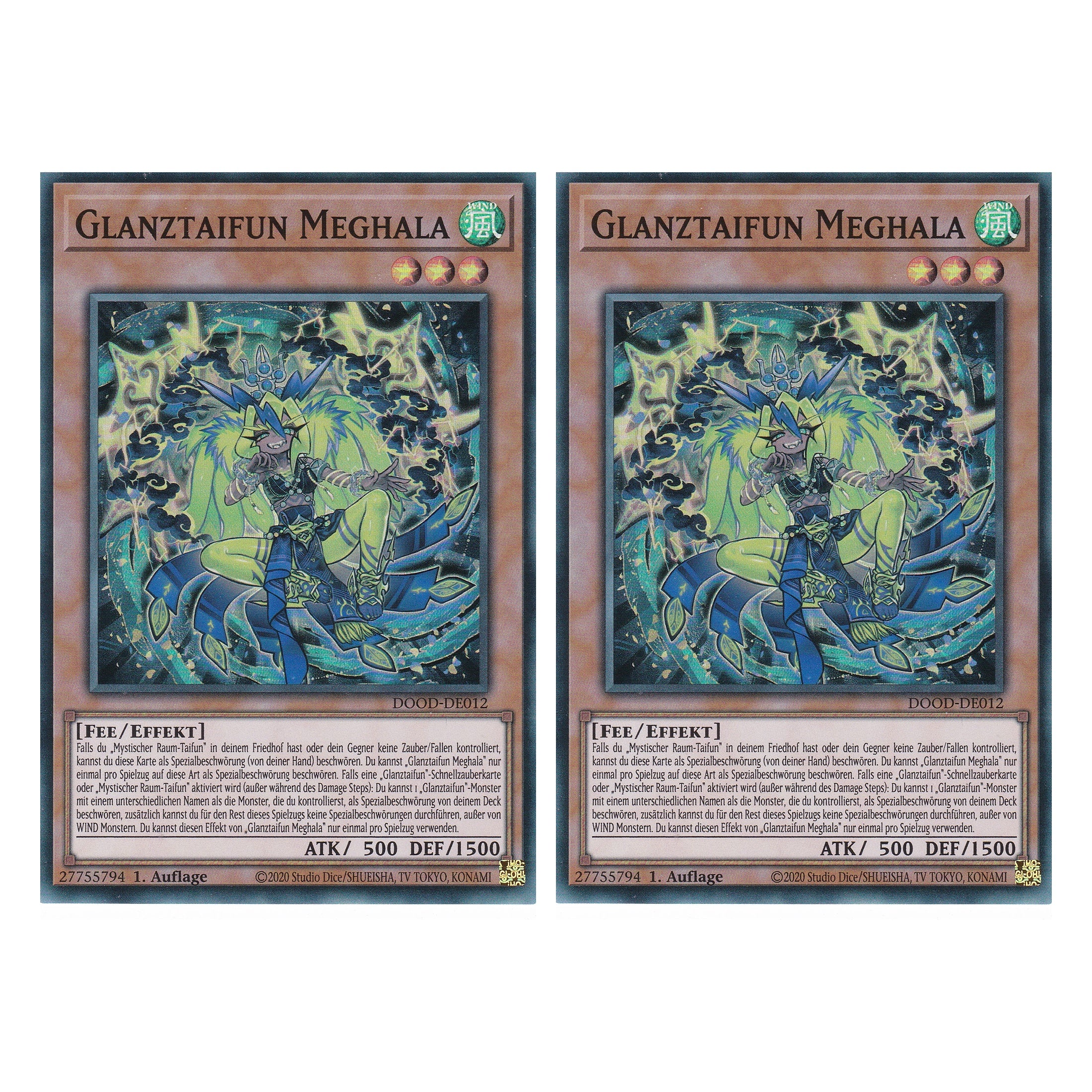 Glanztaifun Meghala - DOOD-DE012 - Super Rare - Deutsch - 1. Auflage - Doom of Dimensions - Duo Set (2 Stück) - Yu-Gi-Oh!