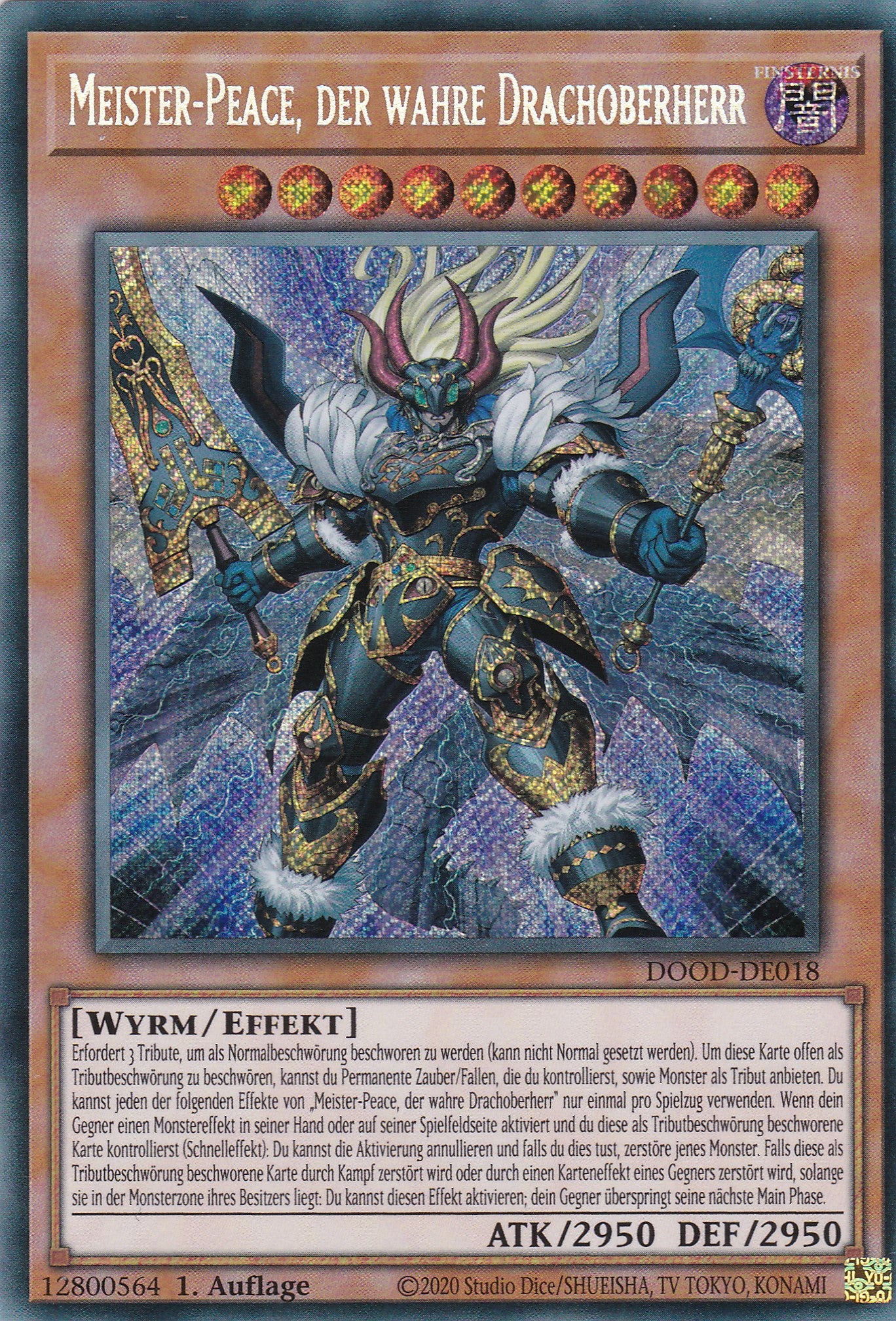 Meister-Peace, der Wahre Drachoberherr – DOOD-DE018 – Secret Rare – 1. Auflage – Deutsch – Doom of Dimensions