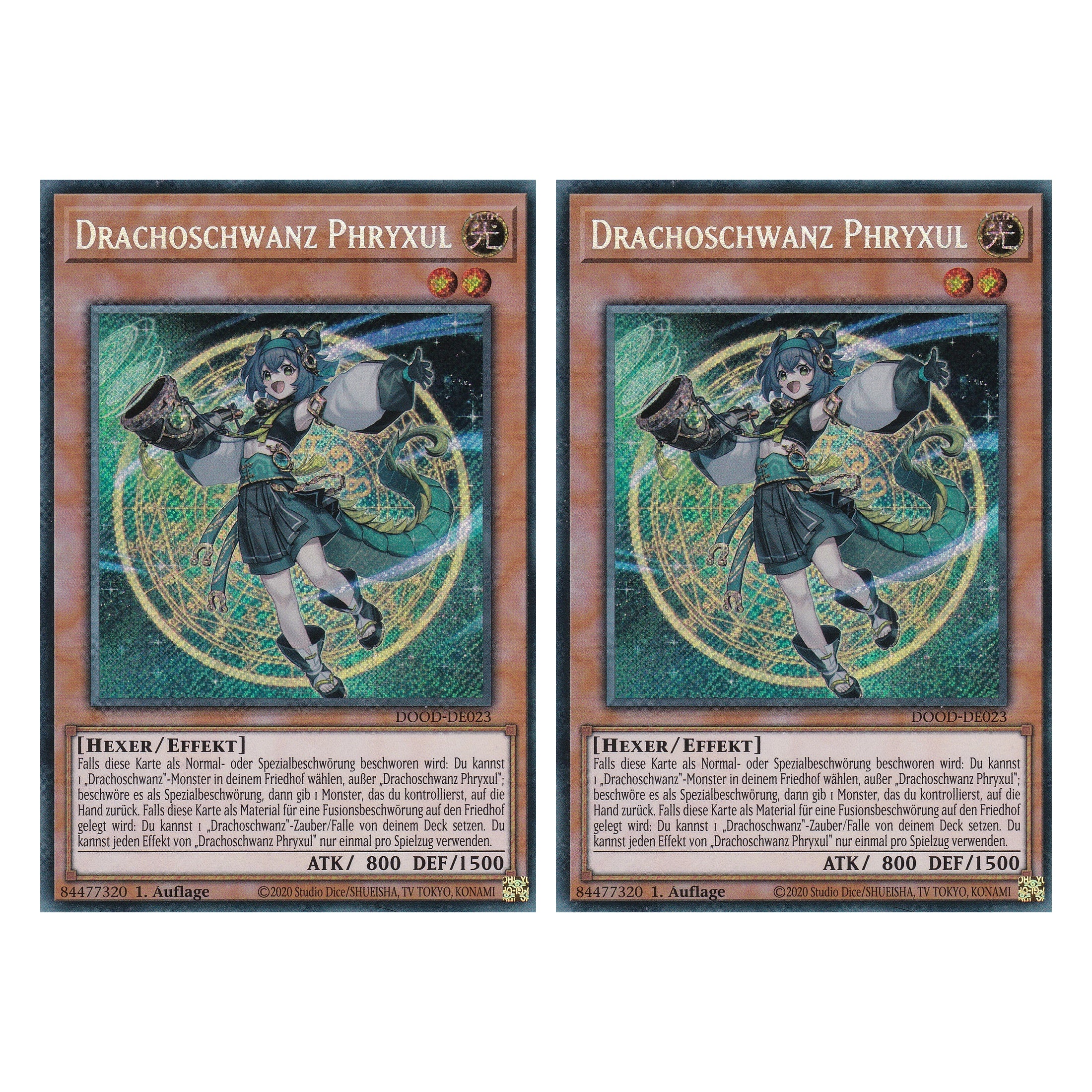 Drachoschwanz Phryxul - DOOD-DE023 - Secret Rare - Deutsch - 1. Auflage - Doom of Dimensions - Duo Set (2 Stück) - Yu-Gi-Oh!