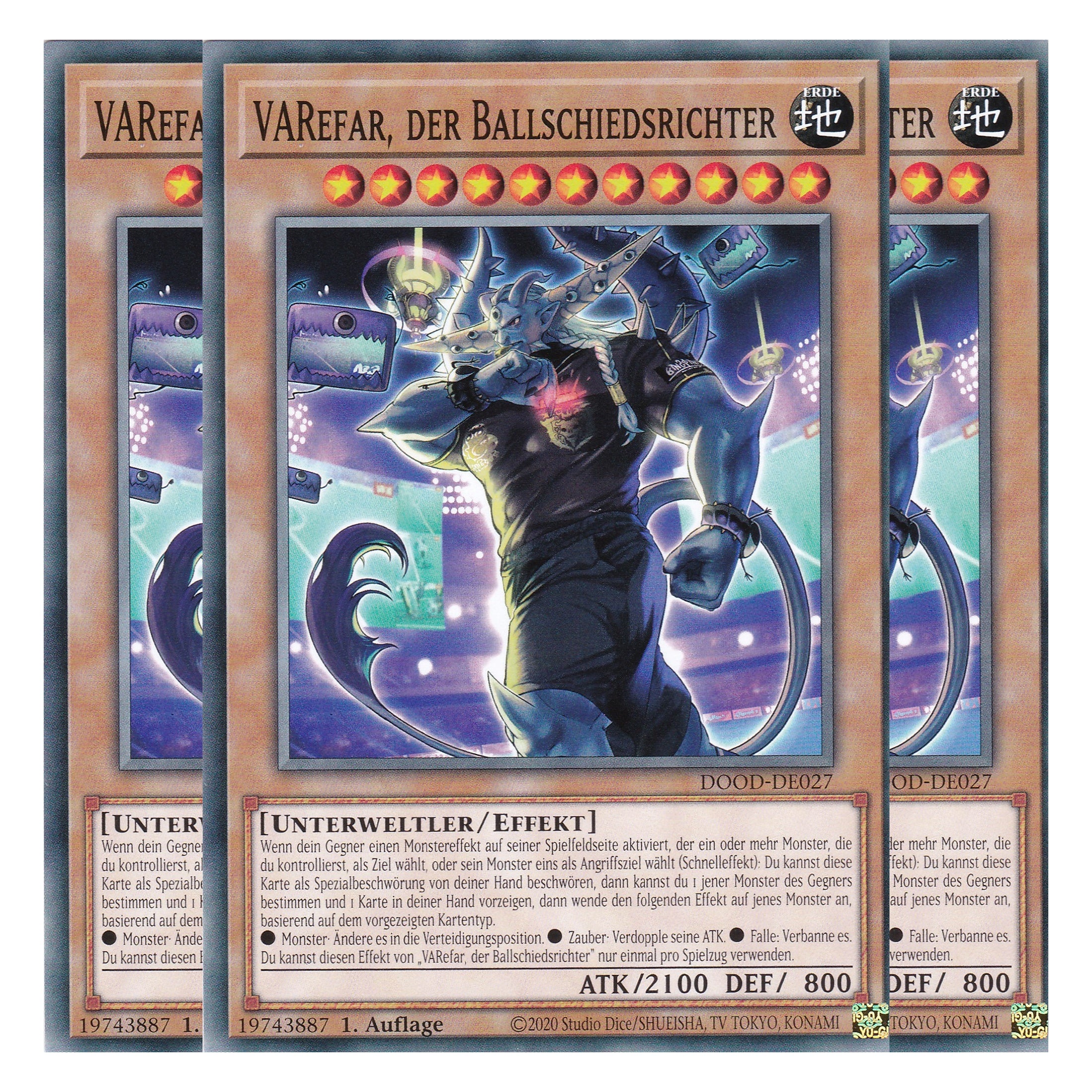 VARefar, der Ballschiedsrichter - DOOD-DE027 - Common - Deutsch - 1. Auflage - Doom of Dimensions - Playset (3 Kopien) - Yu-Gi-Oh!
