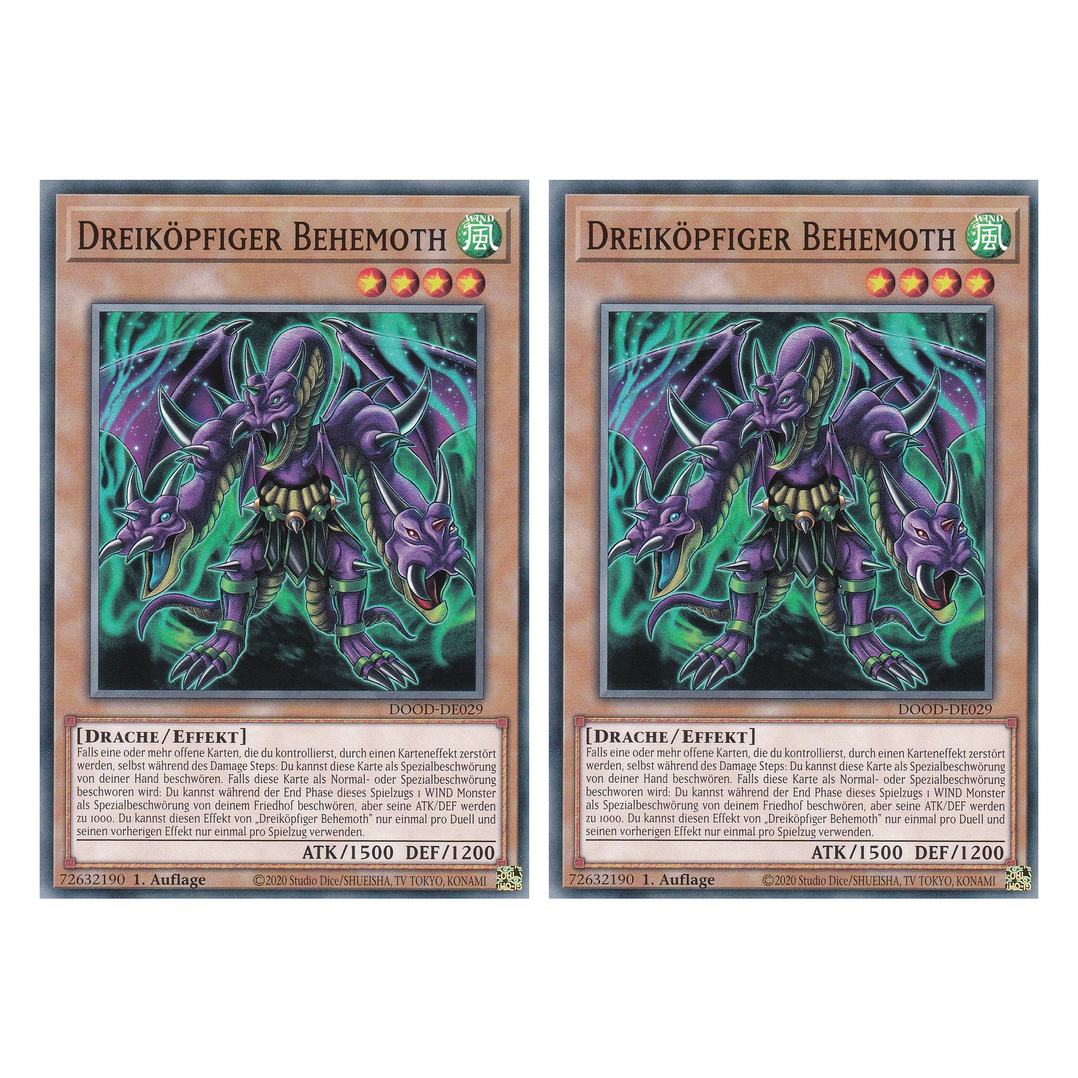Dreiköpfiger Behemoth - DOOD-DE029 - Common - Deutsch - 1. Auflage - Doom of Dimensions - Duo Set (2 Stück) - Yu-Gi-Oh!