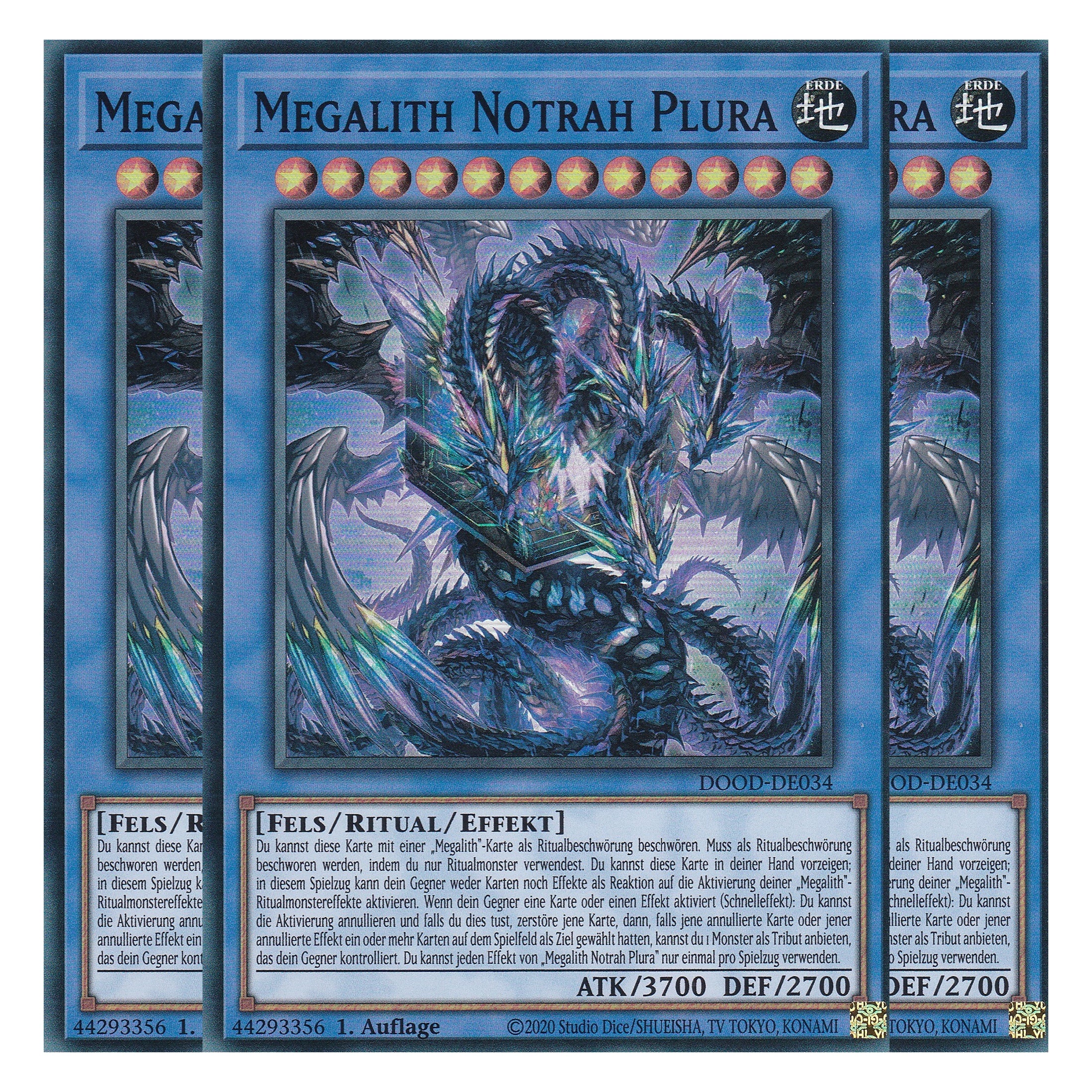 Megalith Notrah Plura - DOOD-DE034 - Super Rare - Deutsch - 1. Auflage - Doom of Dimensions - Playset (3 Kopien) - Yu-Gi-Oh!