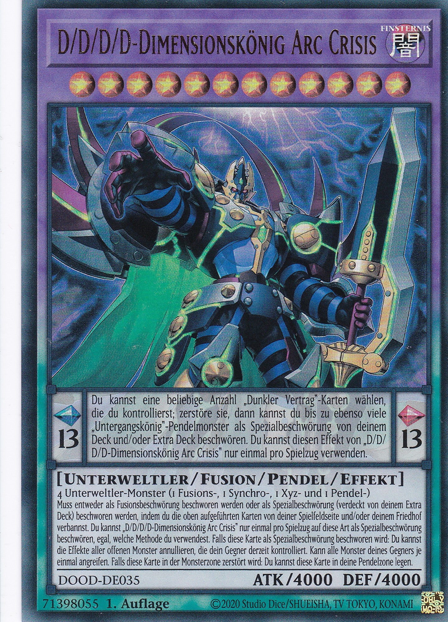 D/D/D/D-Dimensionskönig Arc Crisis – DOOD-DE035 – Ultra Rare – 1. Auflage – Deutsch – Doom of Dimensions