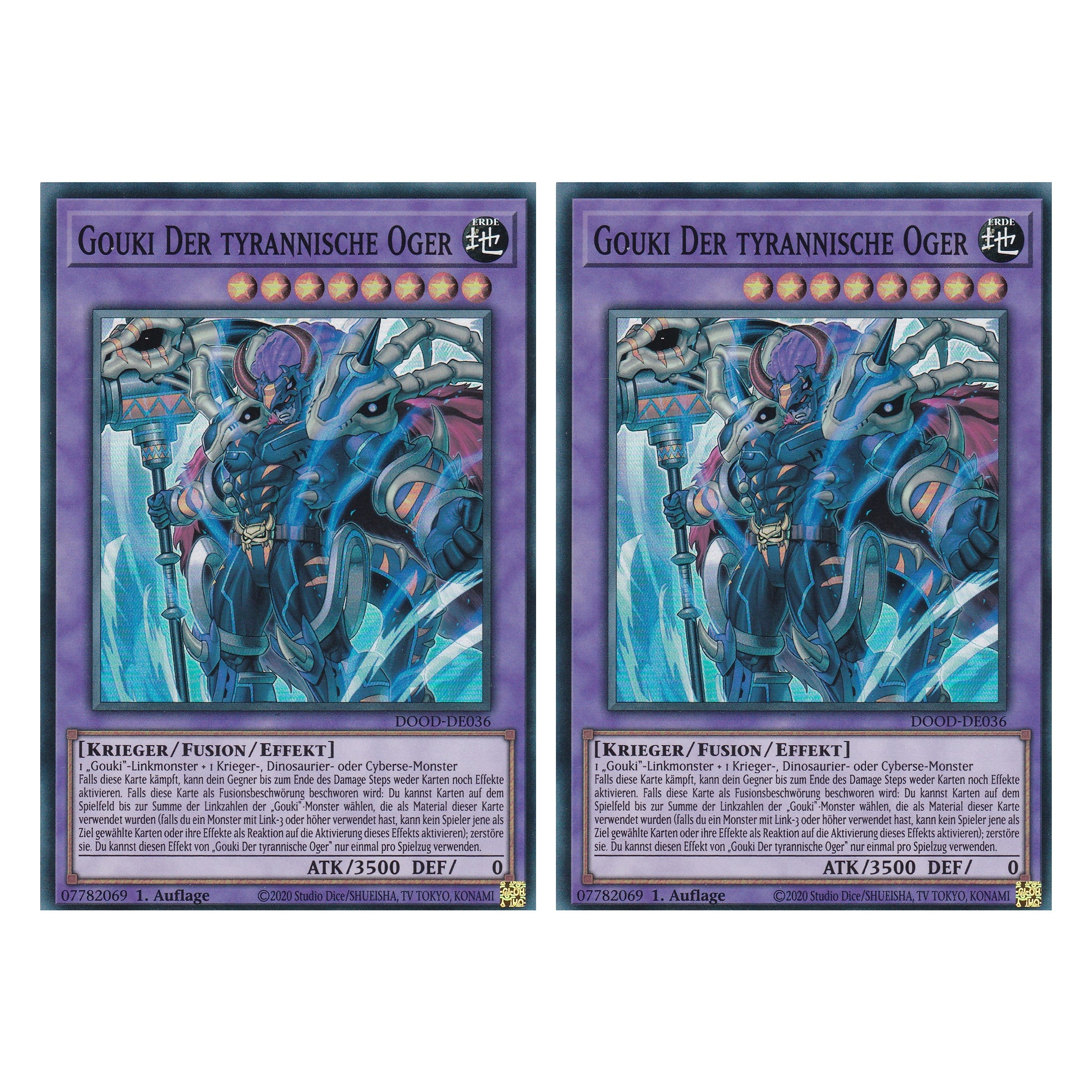 Gouki Der tyrannische Oger - DOOD-DE036 - Super Rare - Deutsch - 1. Auflage - Doom of Dimensions - Duo Set (2 Stück) - Yu-Gi-Oh!