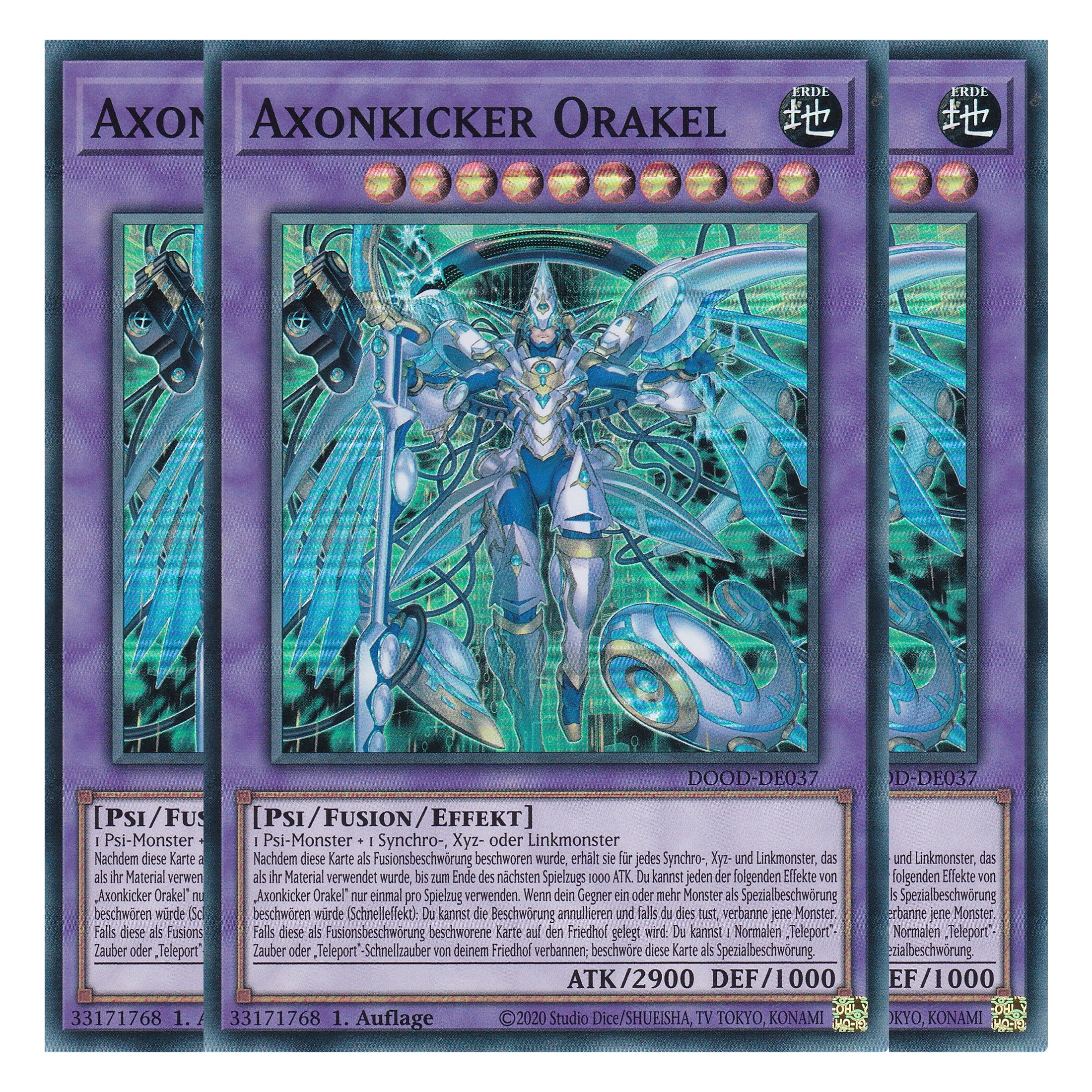 Axonkicker Orakel - DOOD-DE037 - Super Rare - Deutsch - 1. Auflage - Doom of Dimensions - Playset (3 Kopien) - Yu-Gi-Oh!