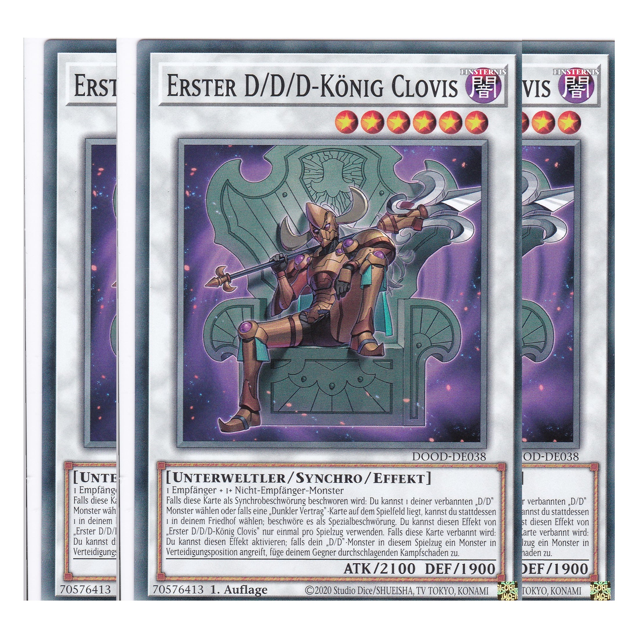 Erster D/D/D-König Clovis - DOOD-DE038 - Common - Deutsch - 1. Auflage - Doom of Dimensions - Playset (3 Kopien) - Yu-Gi-Oh!