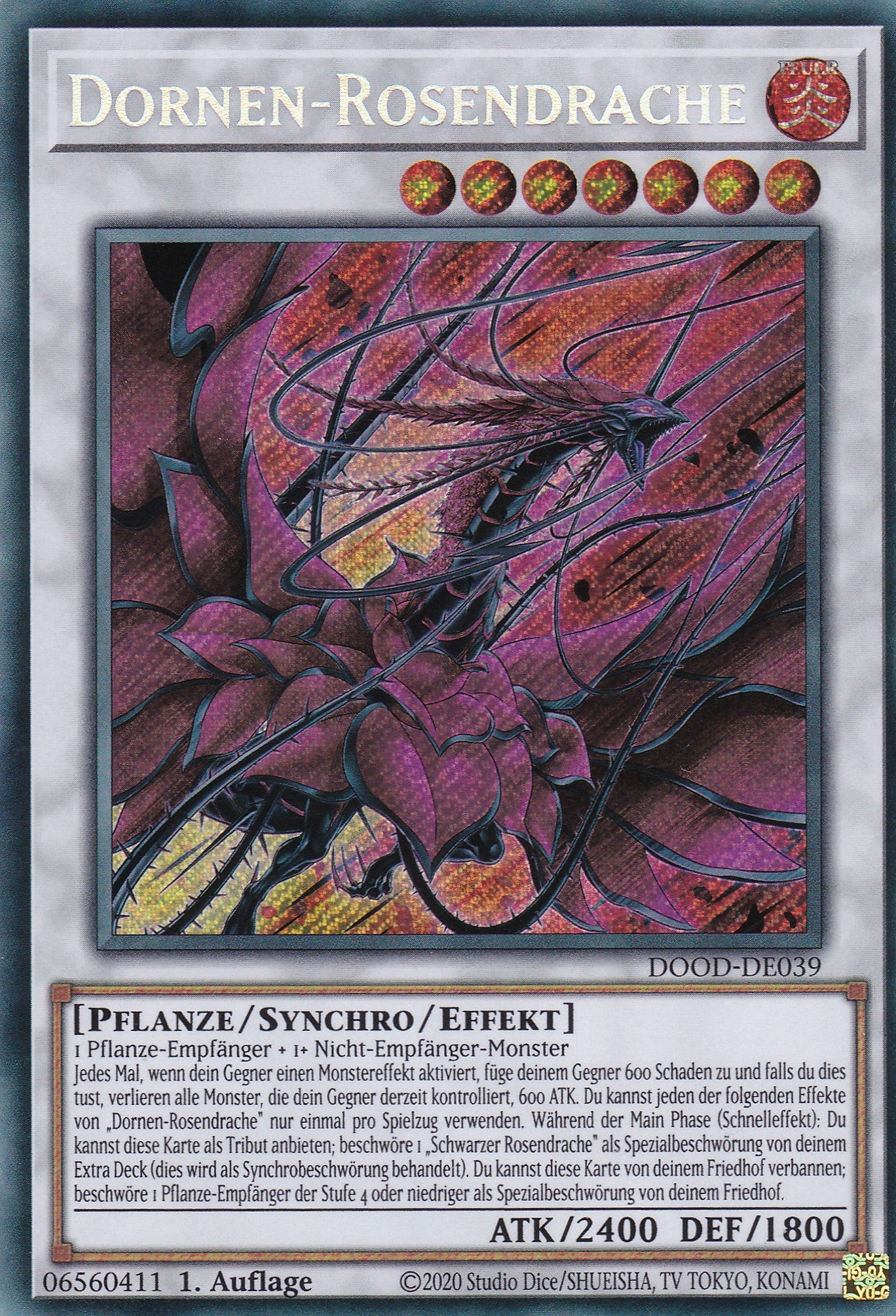 Dornen-Rosendrache – DOOD-DE039 – Secret Rare – 1. Auflage – Deutsch – Doom of Dimensions