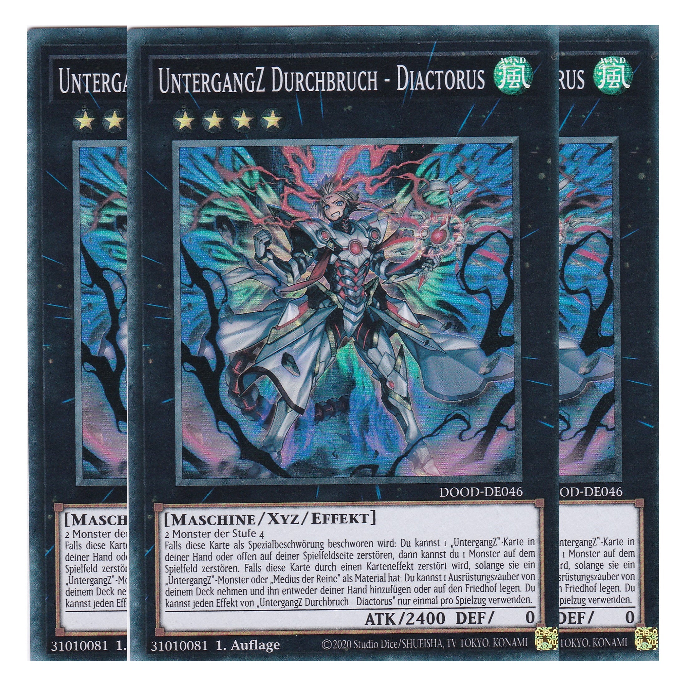 UntergangZ Durchbruch - Diactorus - DOOD-DE046 - Super Rare - Deutsch - 1. Auflage - Doom of Dimensions - Playset (3 Kopien) - Yu-Gi-Oh!