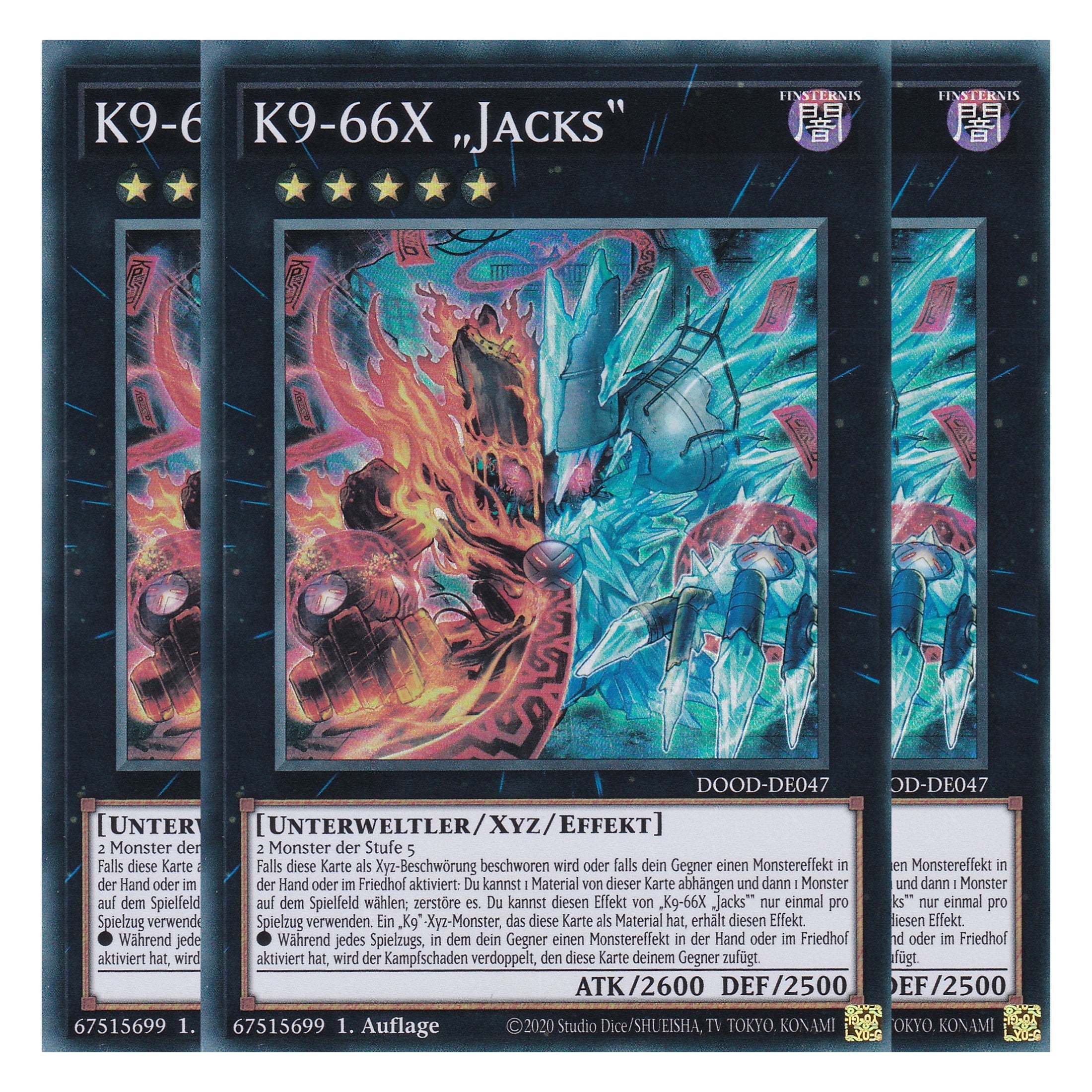 K9-66X „Jacks“ - DOOD-DE047 - Super Rare - Deutsch - 1. Auflage - Doom of Dimensions - Playset (3 Kopien) - Yu-Gi-Oh!