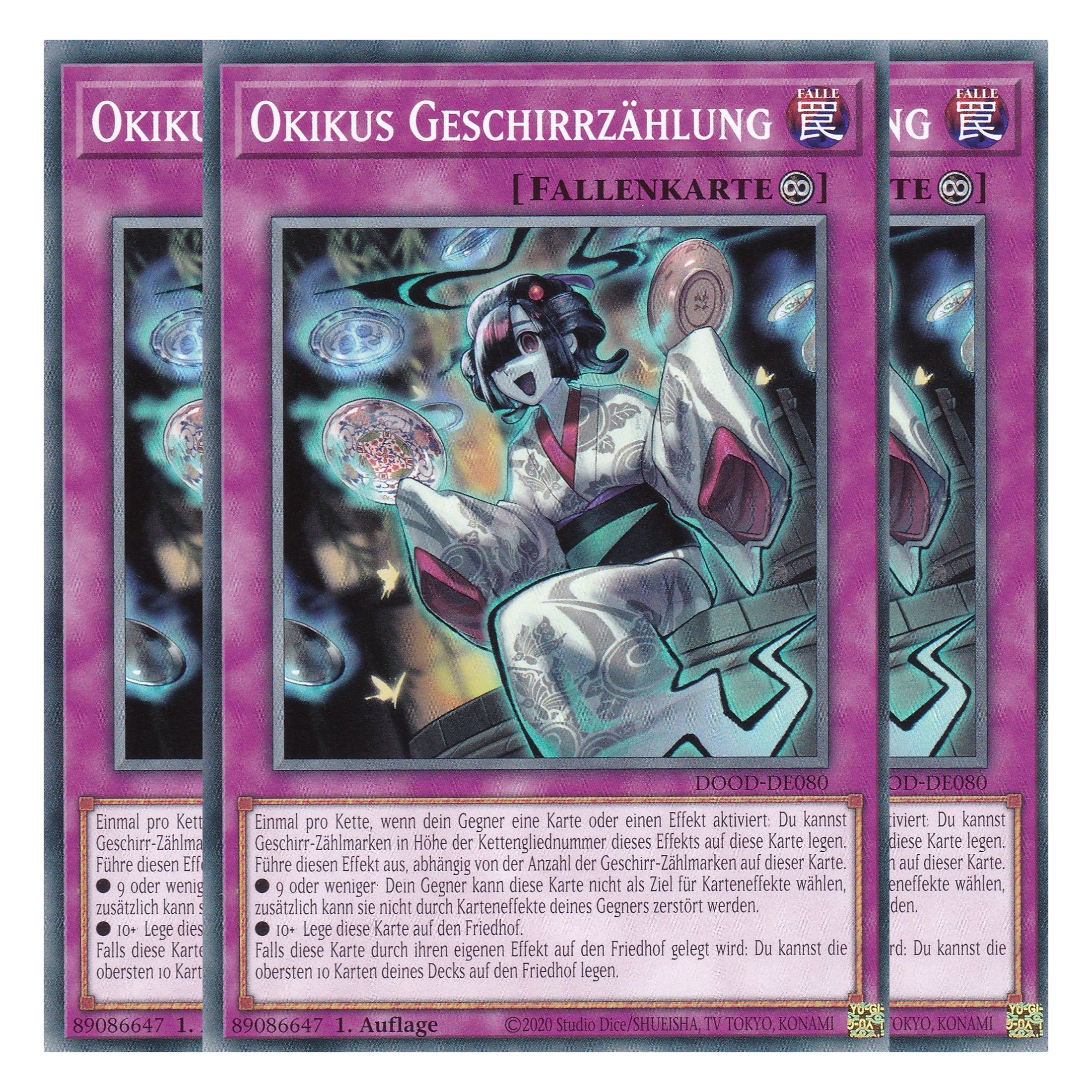 Okikus Geschirrzählung - DOOD-DE080 - Common - Deutsch - 1. Auflage - Doom of Dimensions - Playset (3 Kopien) - Yu-Gi-Oh!