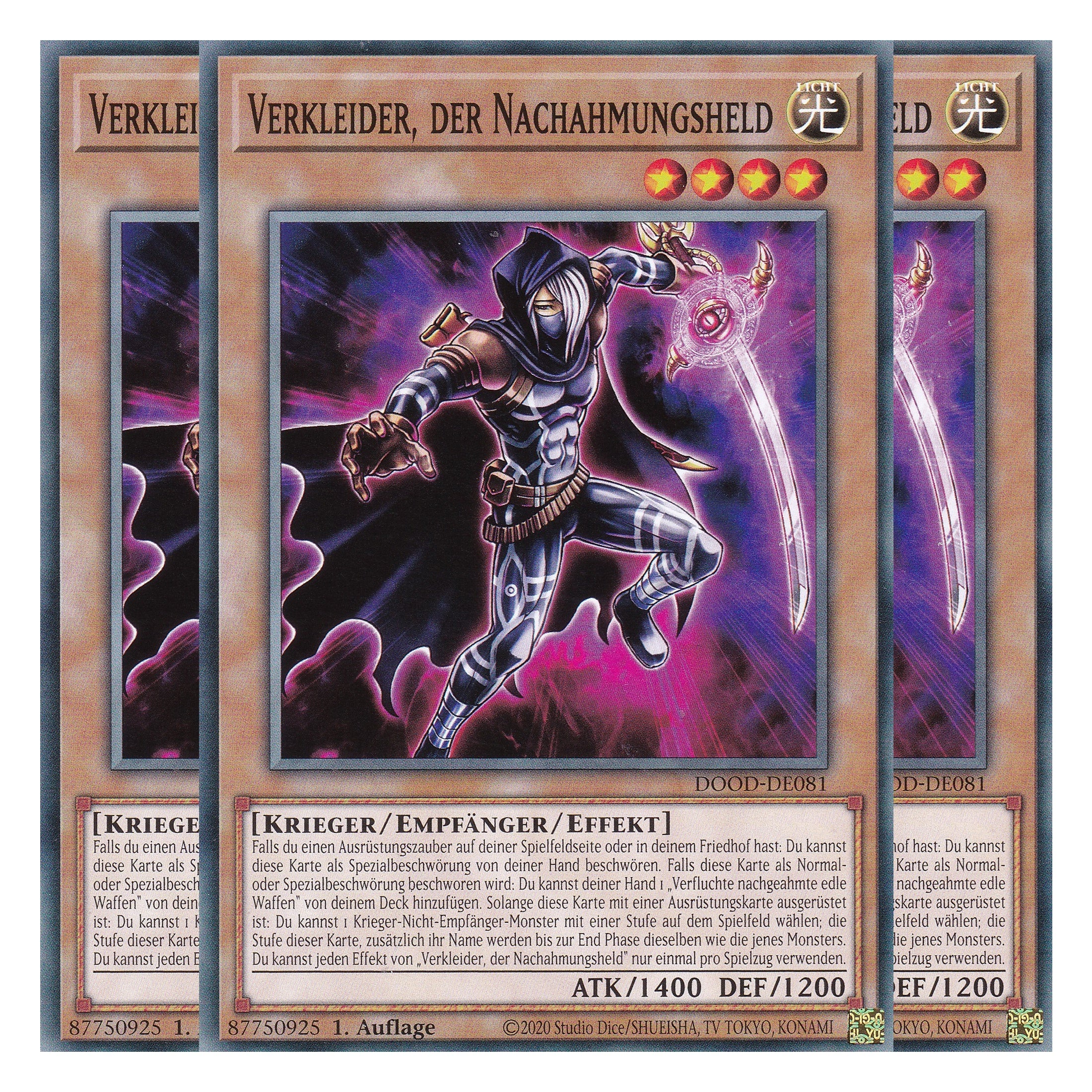 Verkleider, der Nachahmungsheld - DOOD-DE081 - Common - Deutsch - 1. Auflage - Doom of Dimensions - Playset (3 Kopien) - Yu-Gi-Oh!