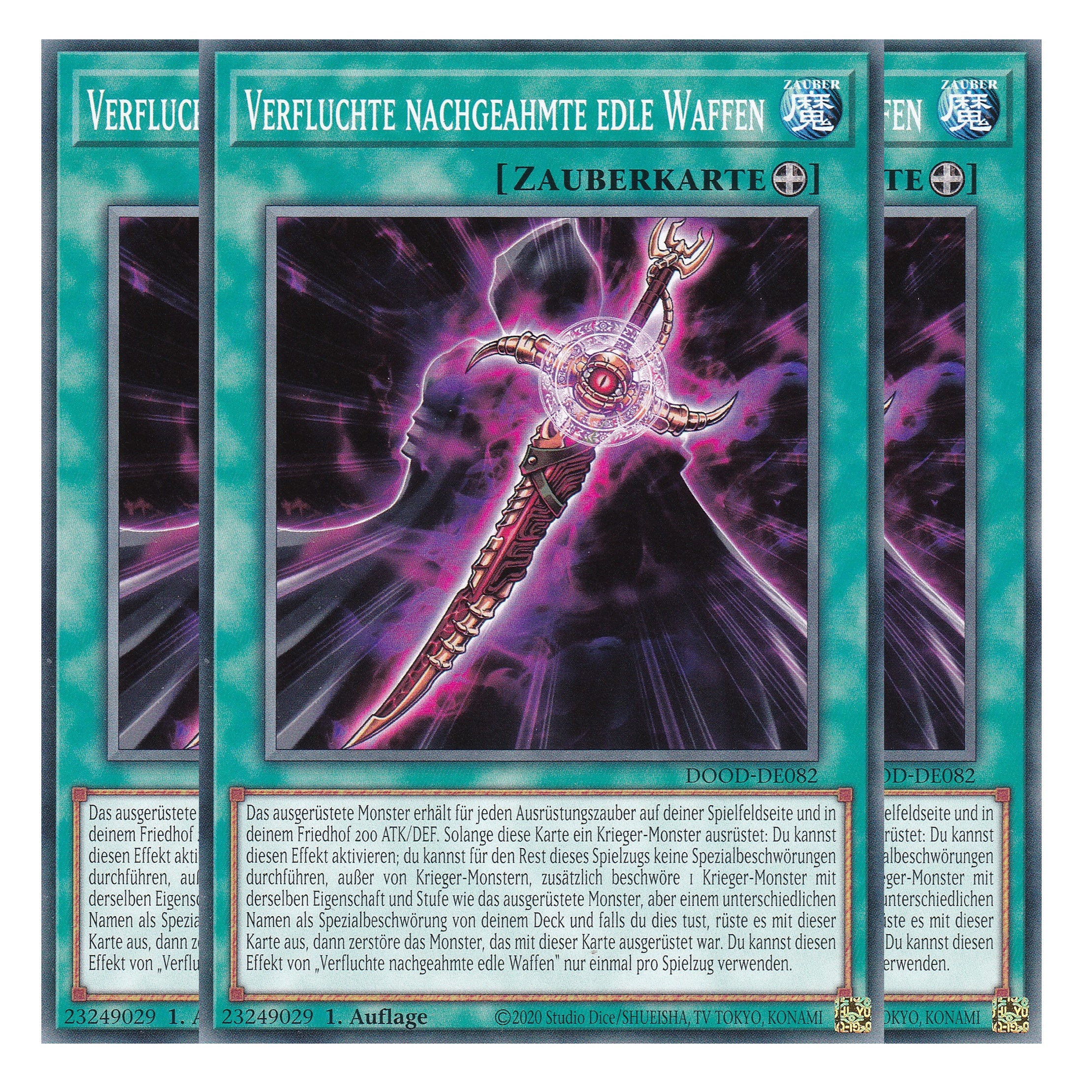 Verfluchte nachgeahmte edle Waffen - DOOD-DE082 - Common - Deutsch - 1. Auflage - Doom of Dimensions - Playset (3 Kopien) - Yu-Gi-Oh!