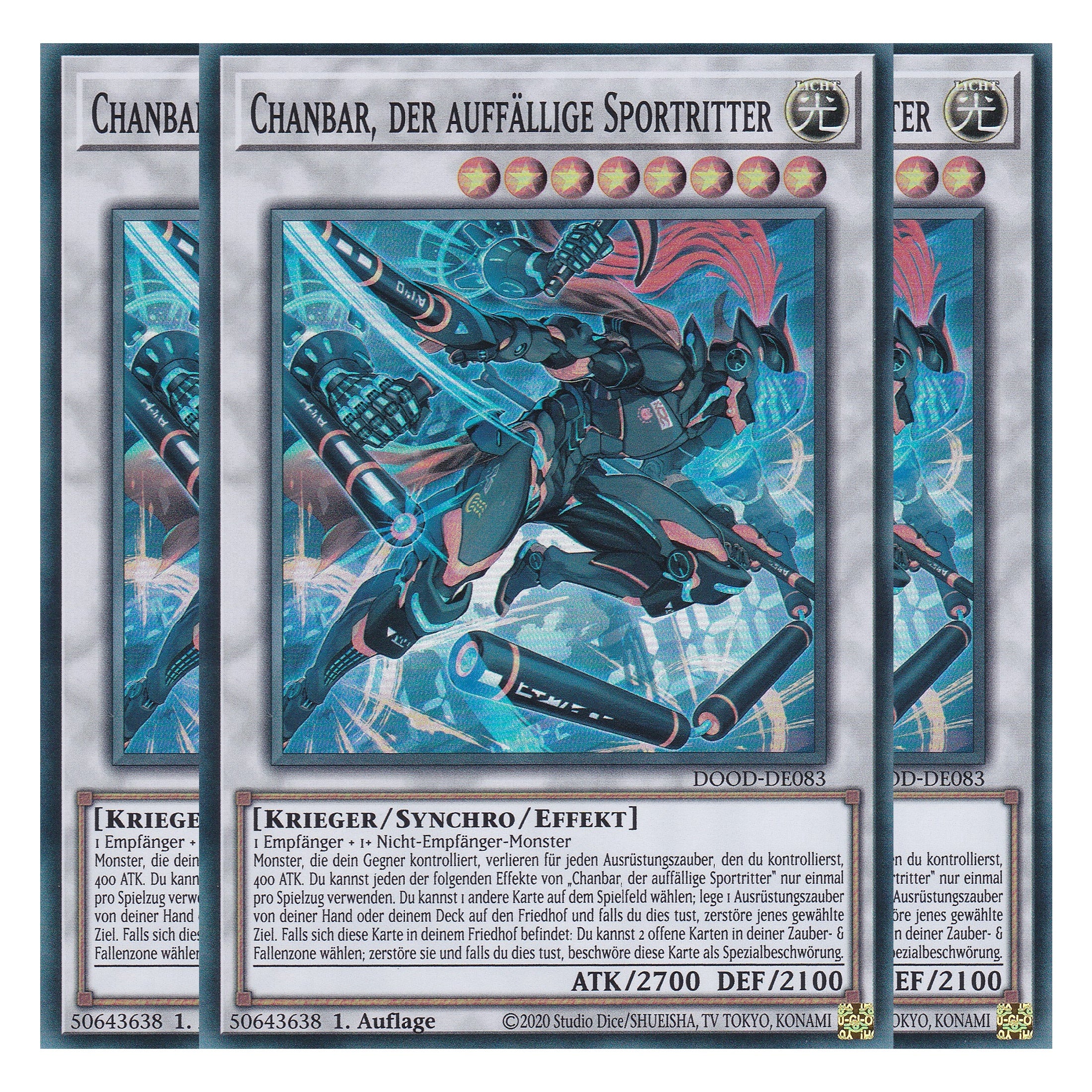 Chanbar, der auffällige Sportritter - DOOD-DE083 - Super Rare - Deutsch - 1. Auflage - Doom of Dimensions - Playset (3 Kopien) - Yu-Gi-Oh!
