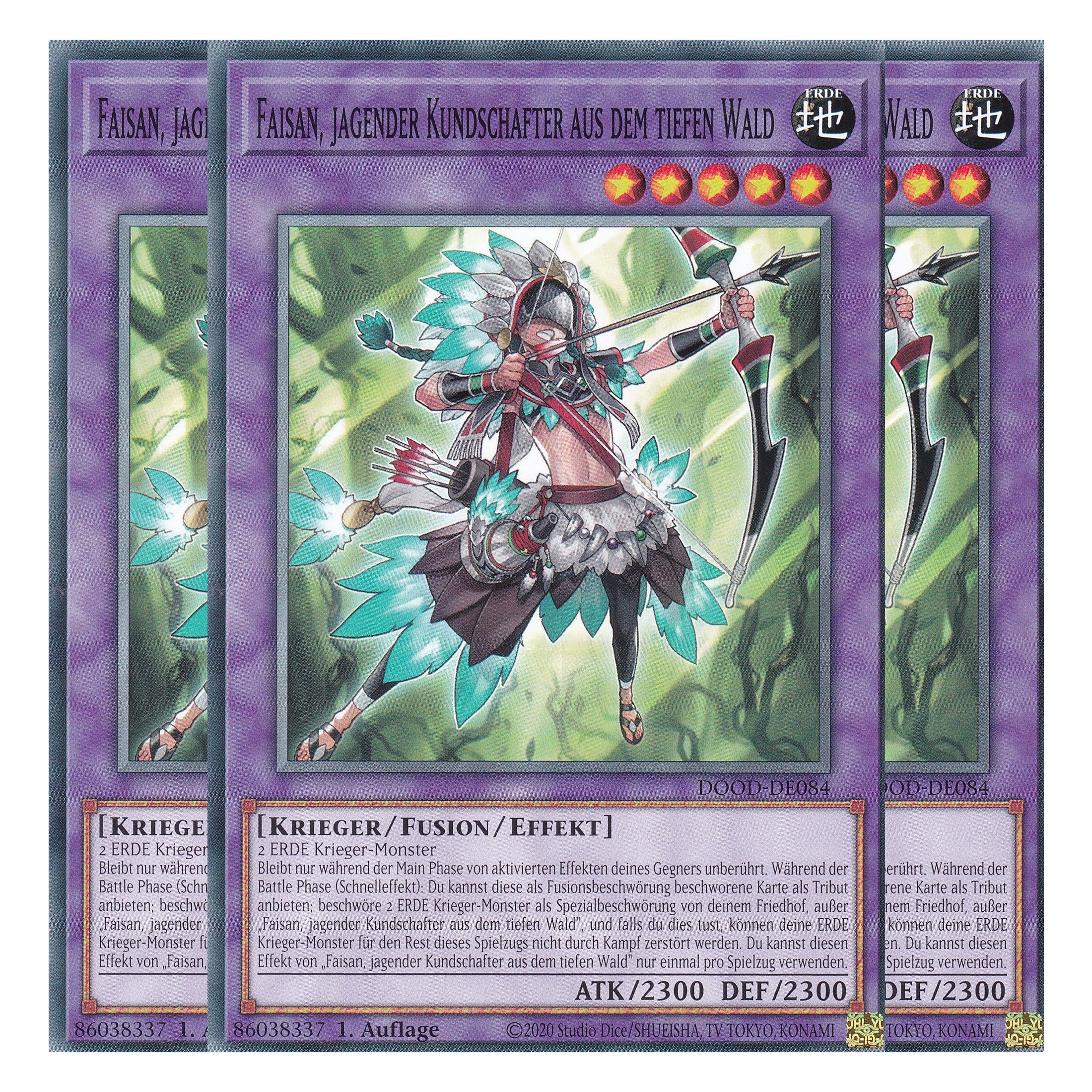 Faisan, jagender Kundschafter aus dem tiefen Wald - DOOD-DE084 - Common - Deutsch - 1. Auflage - Doom of Dimensions - Playset (3 Kopien) - Yu-Gi-Oh!